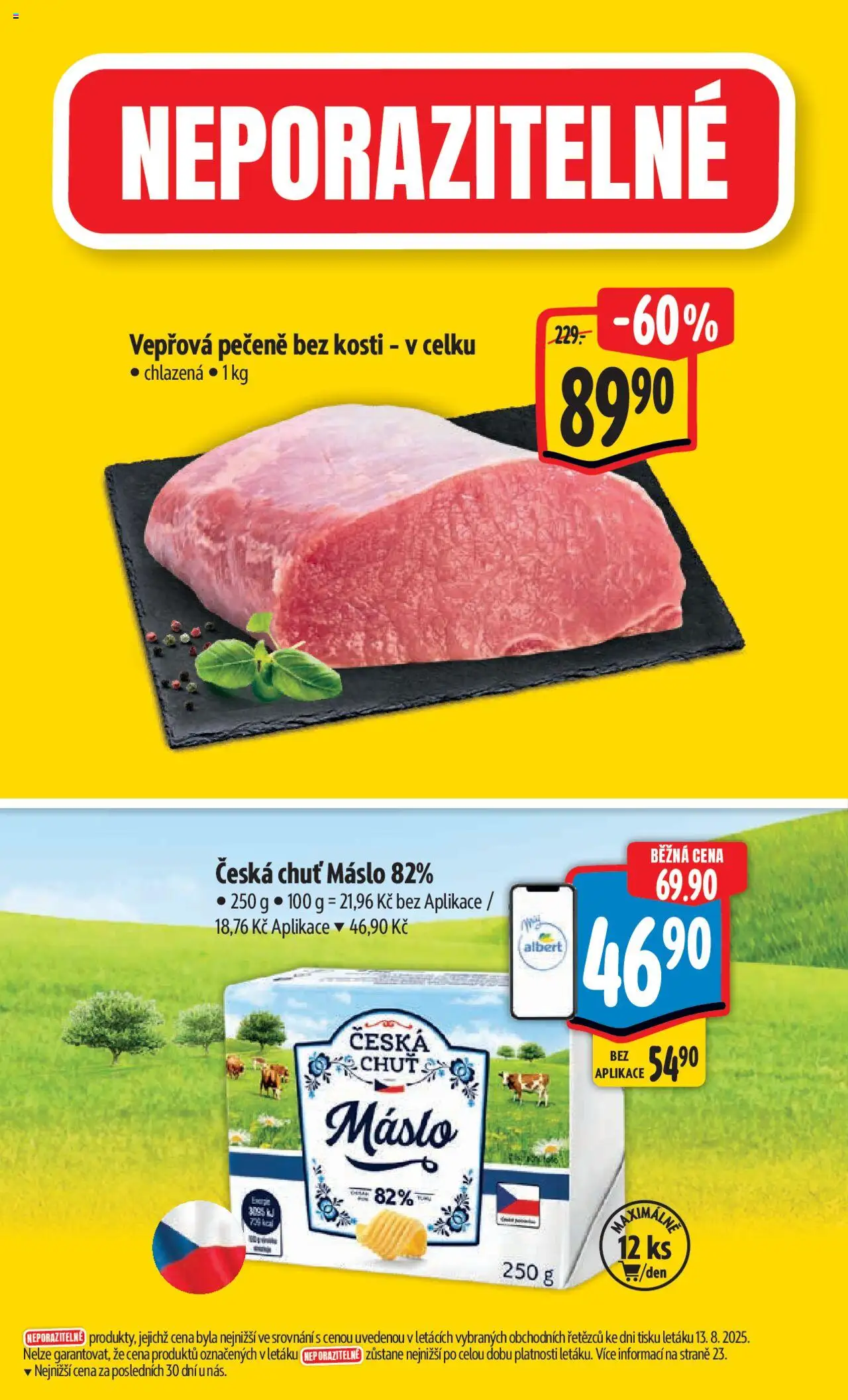 Albert leták - Hypermarket od 20.08.2025 | Strana: 2 | Produkty: Vepřová pečeně, Máslo