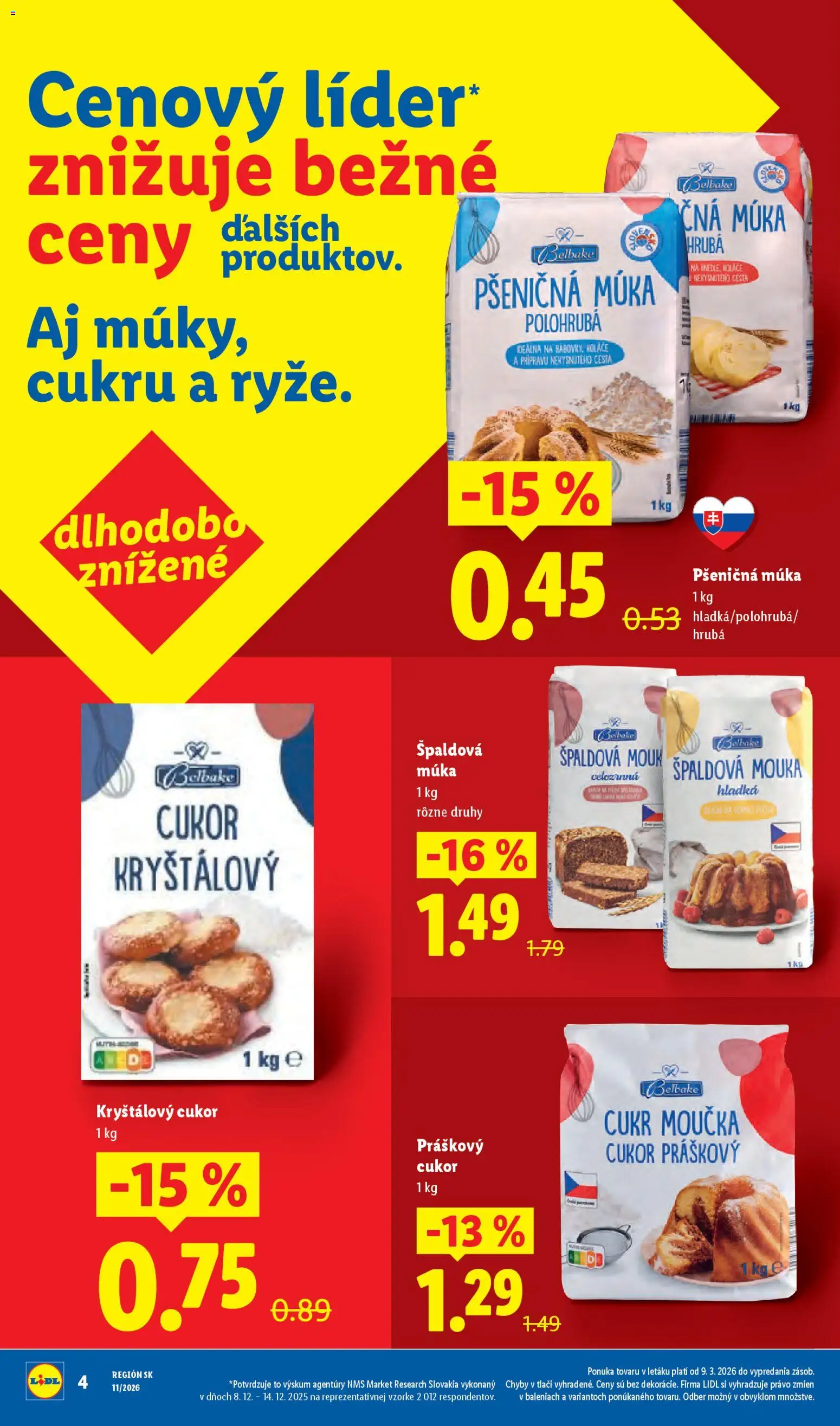 Nové Lidl akcie – leták je platný od 09.03.2026 | Strana: 6 | Produkty: Práškový cukor, Špaldová múka, Kryštálový cukor, Múka