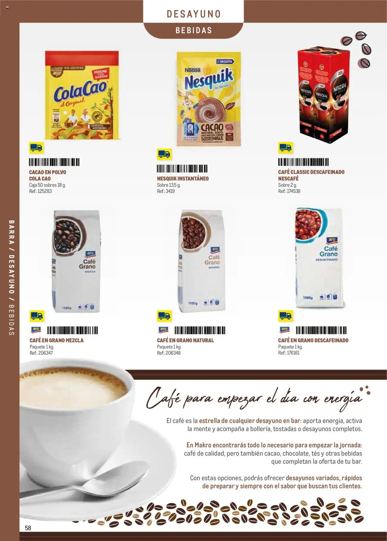 Makro - Menú y Barra Centro │ válido desde el 08.09.2025 | Página: 58 | Productos: Polvo, Café, Café en grano, Caja