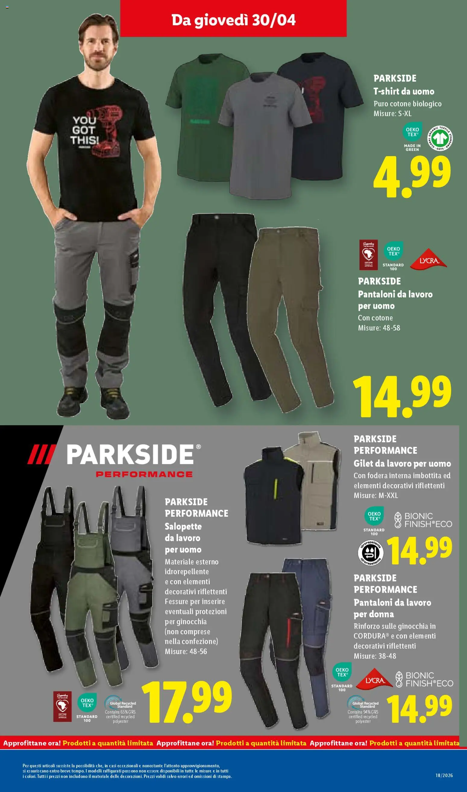 Volantino Lidl del 30.04.2026 | Pagina: 27 | Prodotti: Pantaloni, T-shirt, Gilet