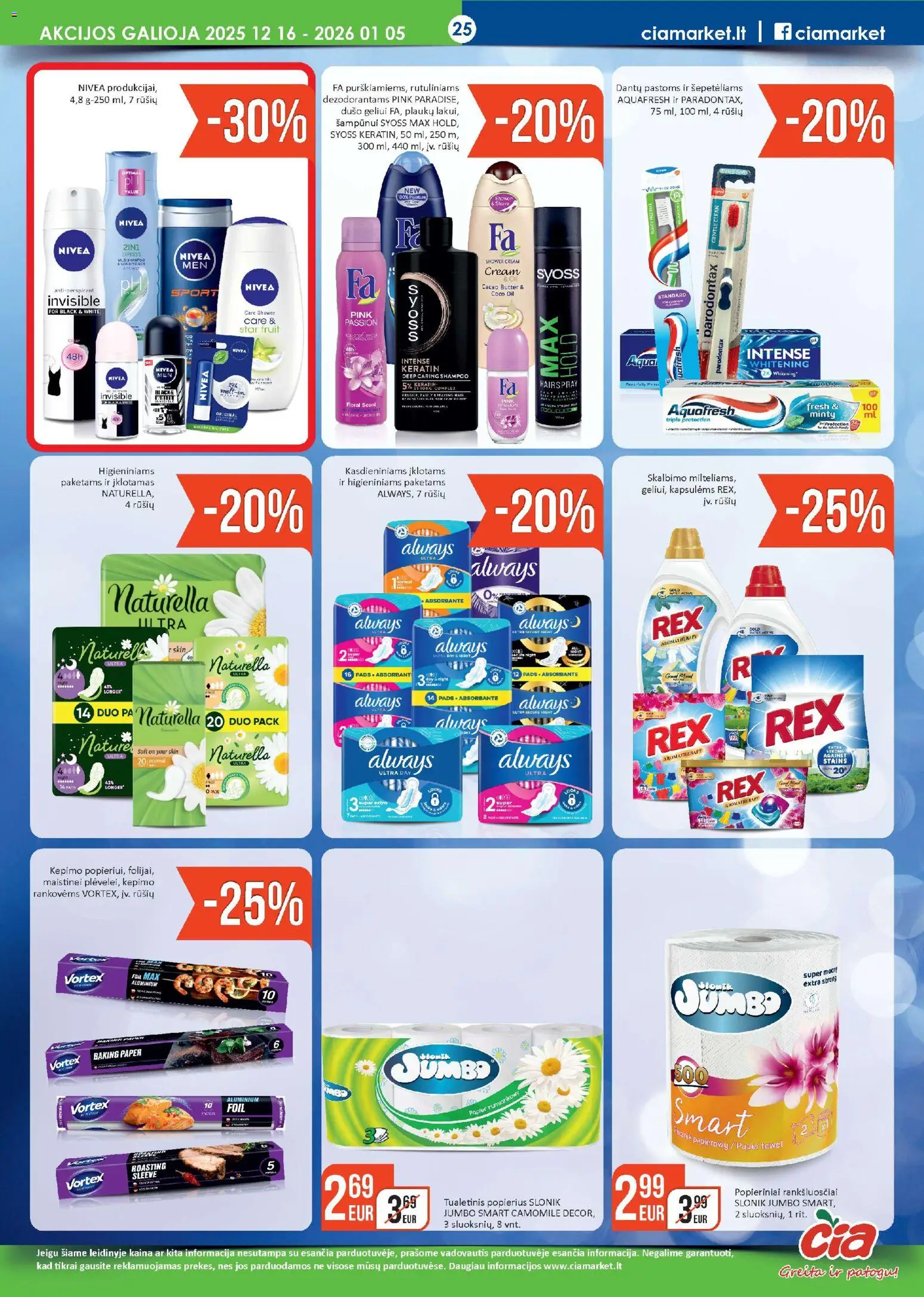 ČIA MARKET akcijos nuo 16.12.2025 | Puslapis: 25 | Prekių: Tualetinis popierius