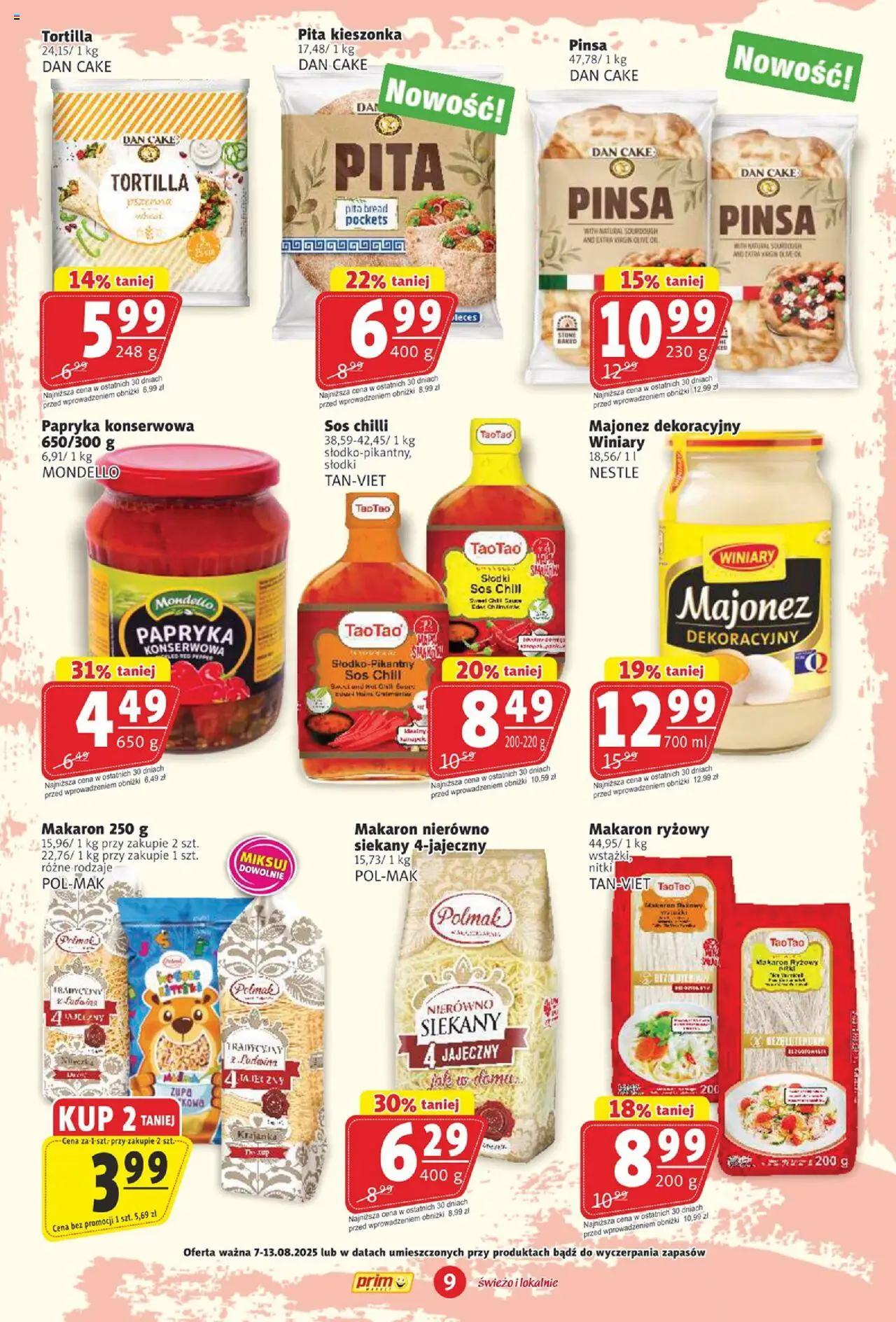 Prim Market Gazetka od 07.08.2025 | Strona: 9 | Produkty: Papryka konserwowa, Makaron ryżowy, Papryka, Zupa