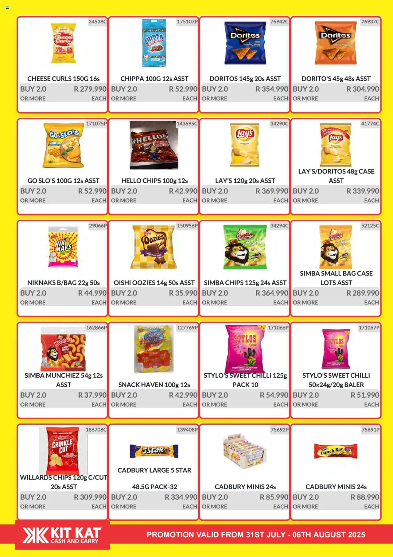 KIT KAT Cash & Carry Weekly Traders Special │ valid from 31.07.2025 | Page: 2 | Products: Corn, Case, Bag, Chilli