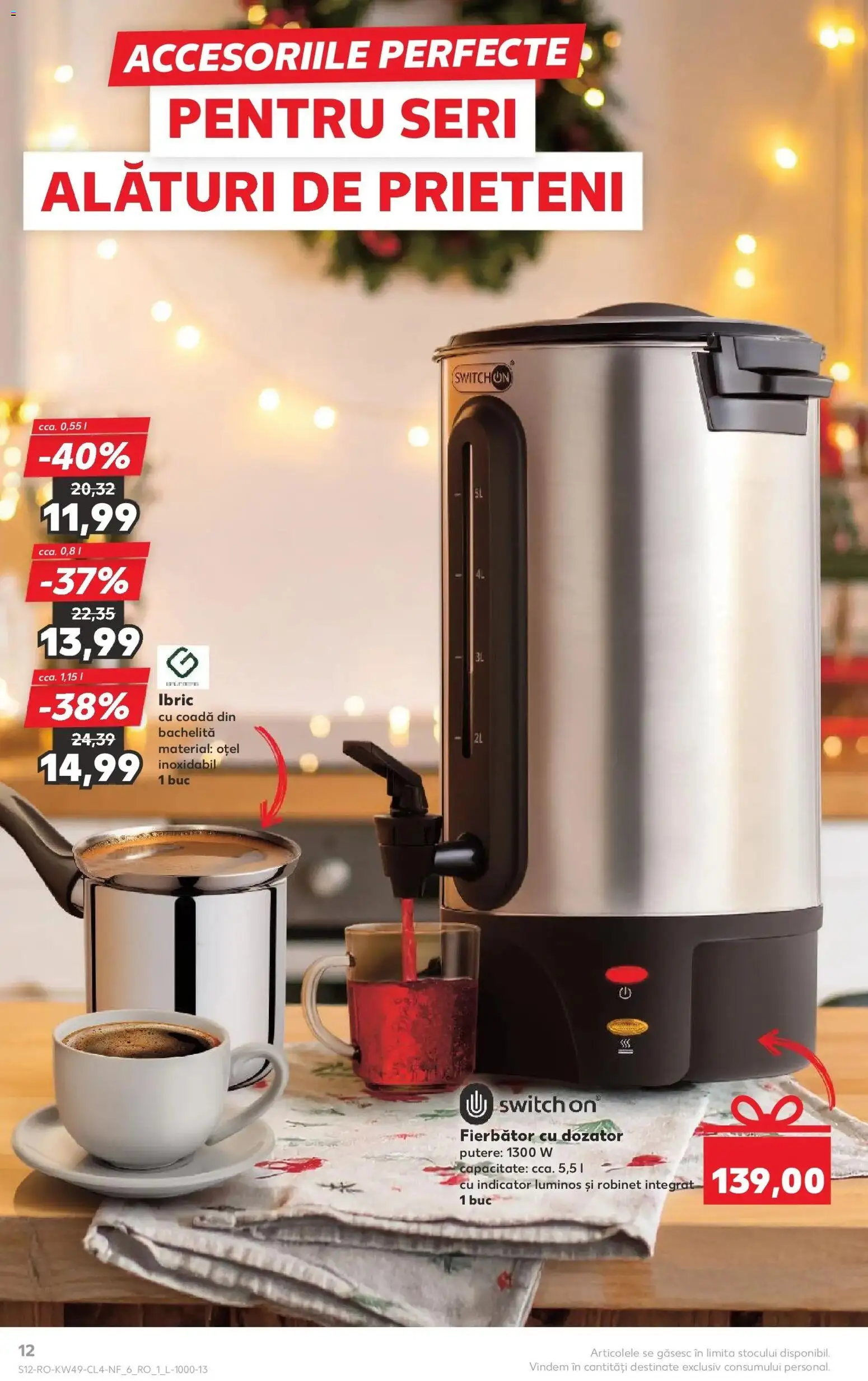 Noul catalog Kaufland – valabil de la 03.12.2025 | Pagină: 12 | Produse: Boiler, Cafea