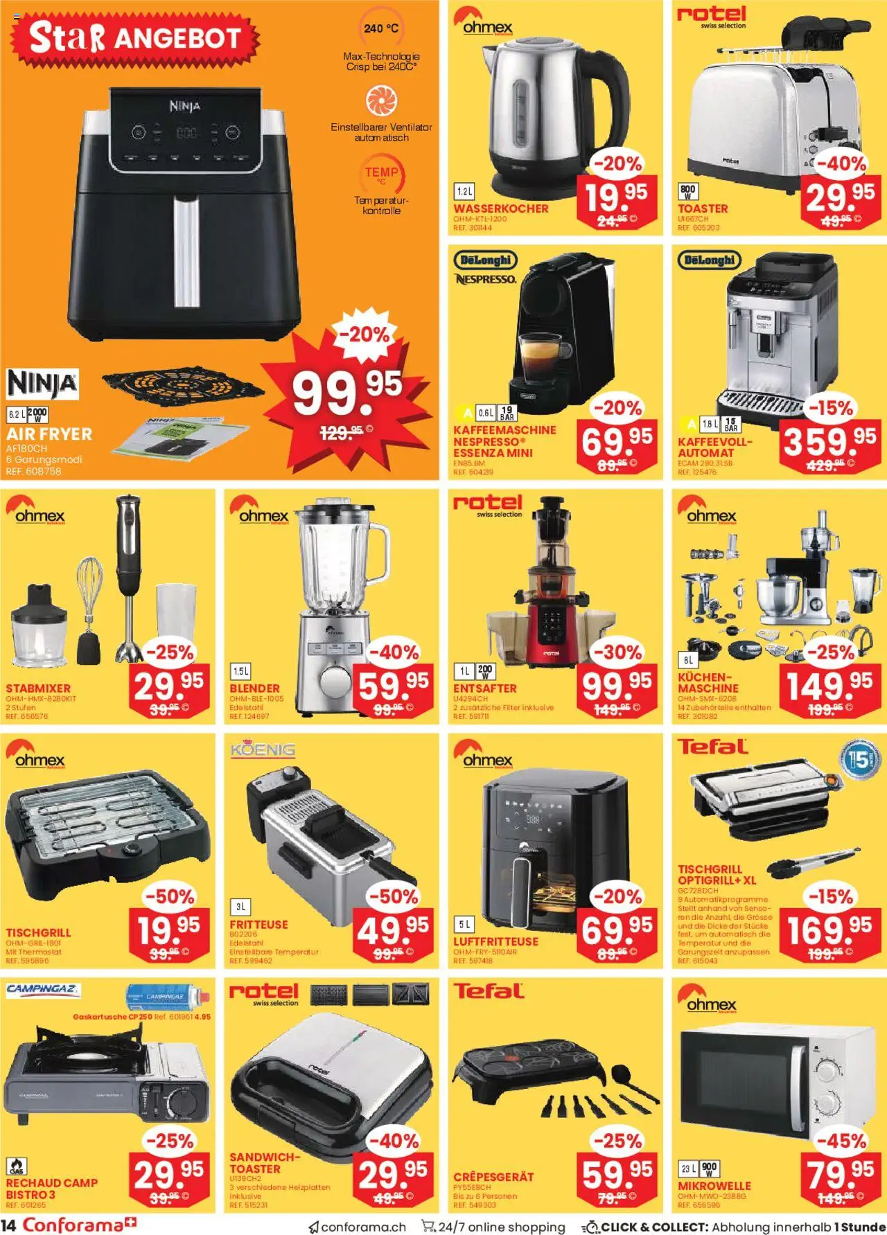 Conforama Aktionen ab 23.07.2025 | Seite: 14 | Produkte: Toaster, Wasserkocher, Fritteuse, Ventilator