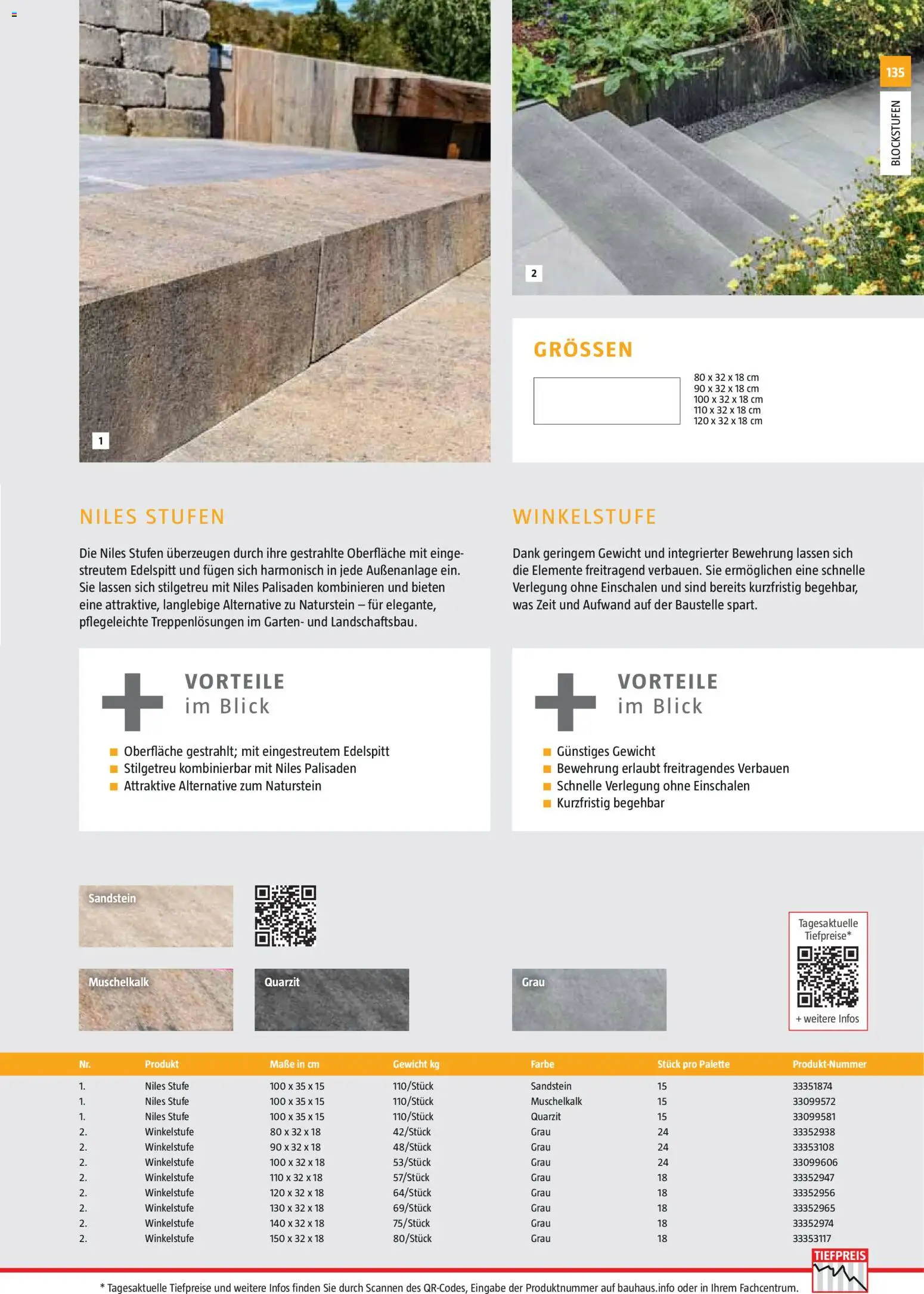 Bauhaus Gartenbaumaterialien 2026 – gültig ab 02.03.2026 | Seite: 135 | Produkte: Gewicht