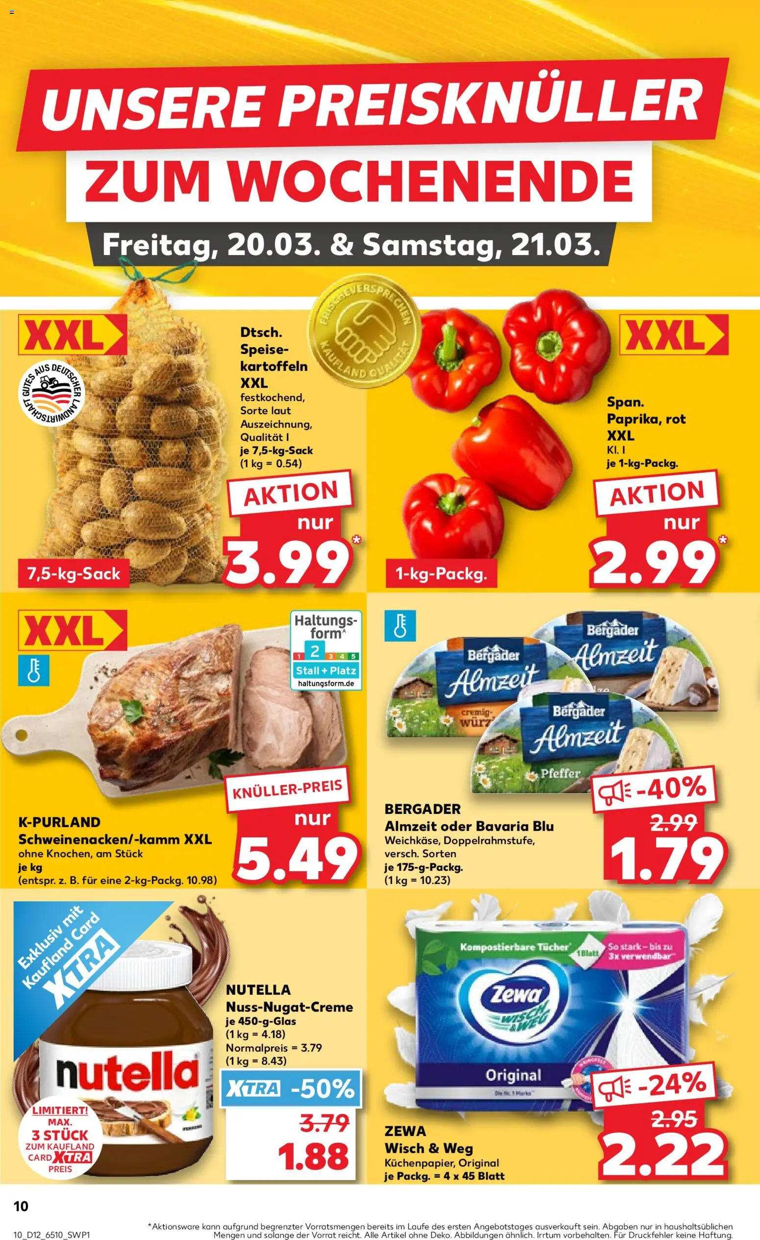 Kaufland Prospekt Köln	 – gültig ab 19.03.2026 | Seite: 10 | Produkte: Zewa, Nutella, Kartoffeln, Pfeffer
