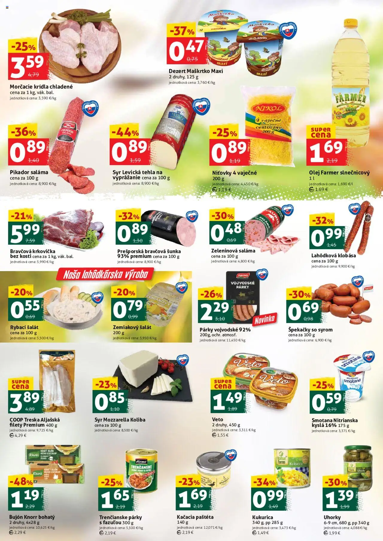 COOP Jednota víkendová ponuka │ platný od 08.08.2025 | Strana: 2 | Produkty: Olej, Šunka, Smotana, Krkovička