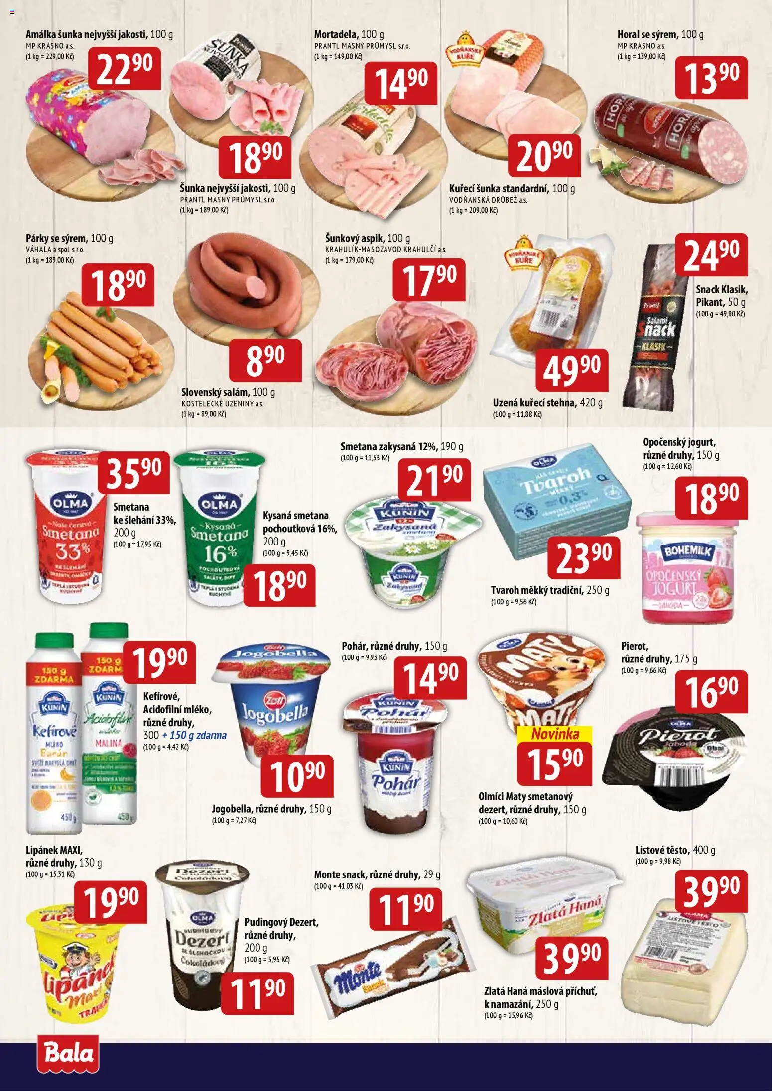 BALA velký leták Holba + od 04.03.2026 | Strana: 2 | Produkty: Tvaroh, Kuřecí šunka, Pohár, Jogobella