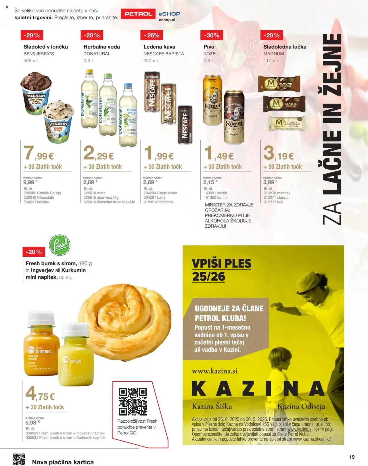 Novi Petrol katalog ponudbe – veljaven od 01.09.2025 | Stran: 19 | Izdelki: Kava, Pivo, Sladoled, Voda