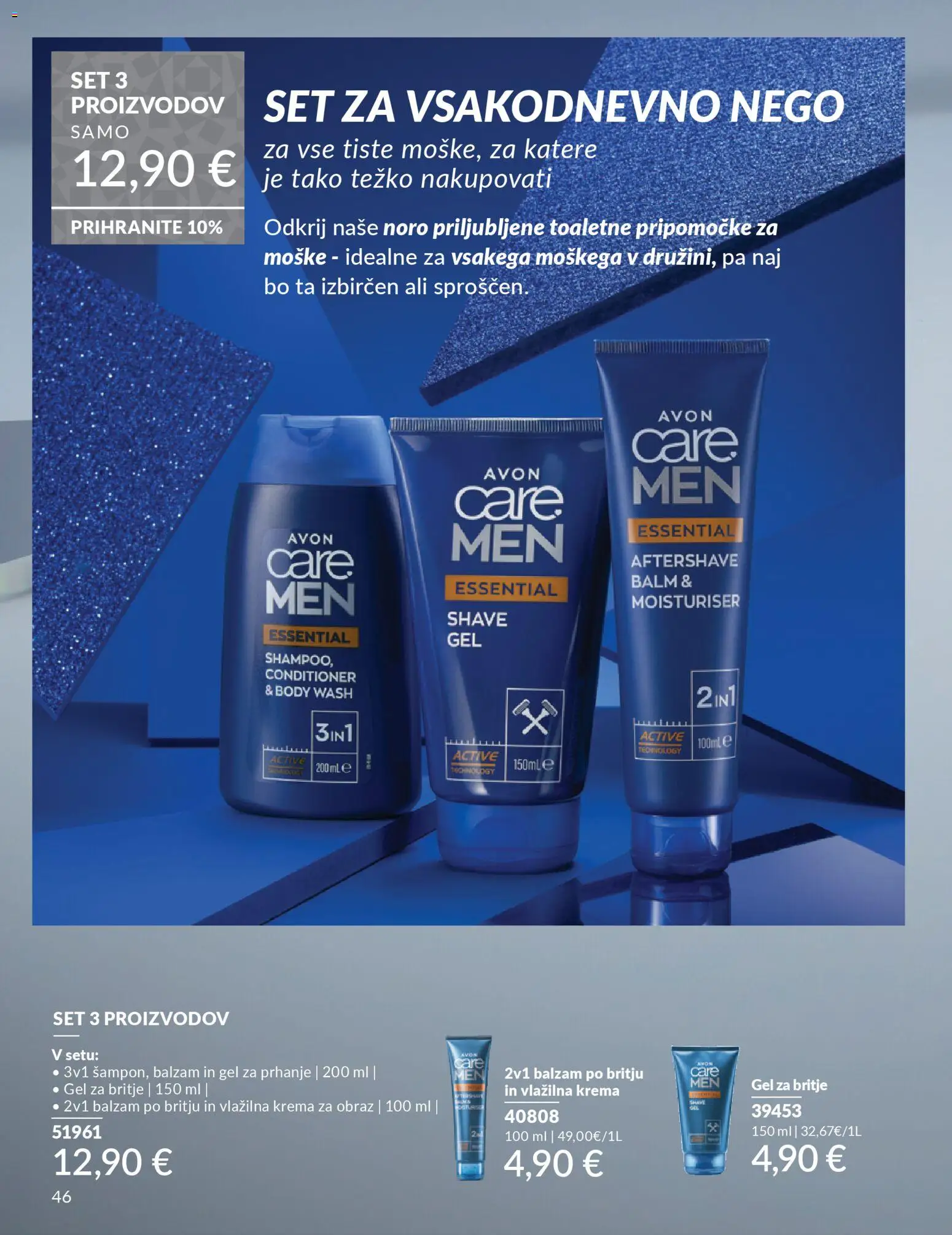 Novi Avon katalog ponudbe – veljaven od 01.10.2025 | Stran: 46 | Izdelki: Gel za prhanje, Gel za britje, Krema, Krema za obraz