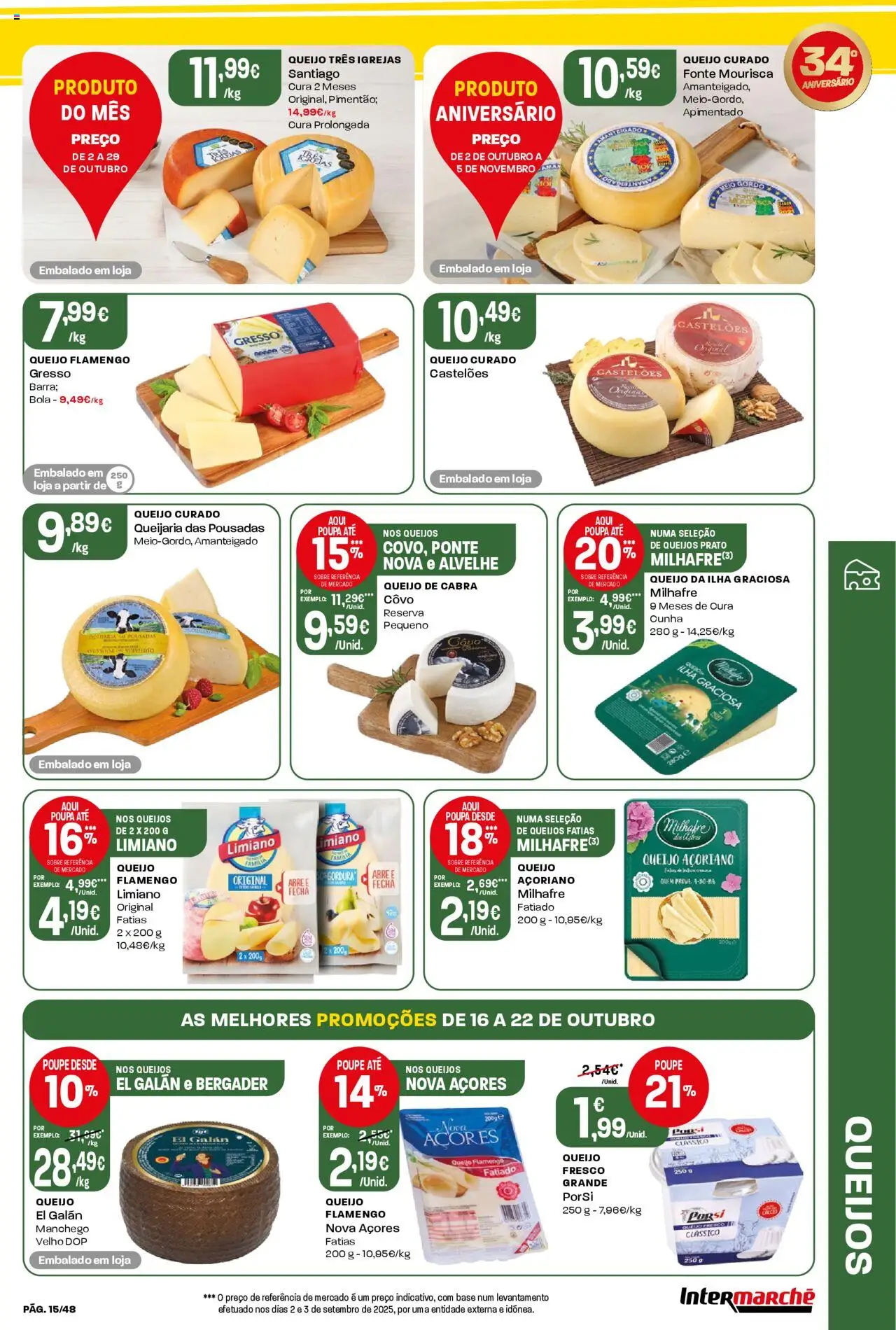 Intermarché folheto │ válido de 16.10.2025 | Página: 15 | Produtos: Base, Queijo