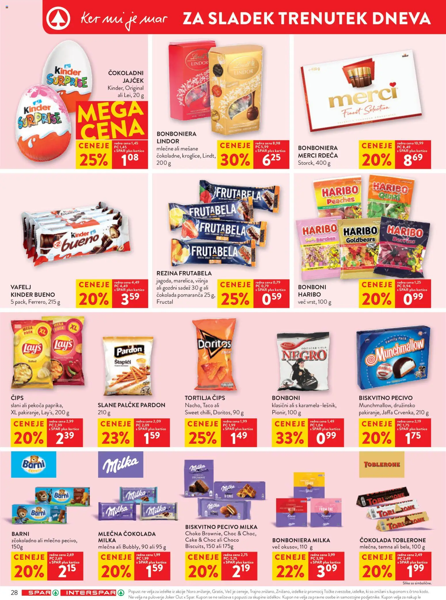 Novi Spar katalog ponudbe – veljaven od 25.03.2026 | Stran: 34 | Izdelki: Slane palčke, Bonboniera, Cokolada, Cips