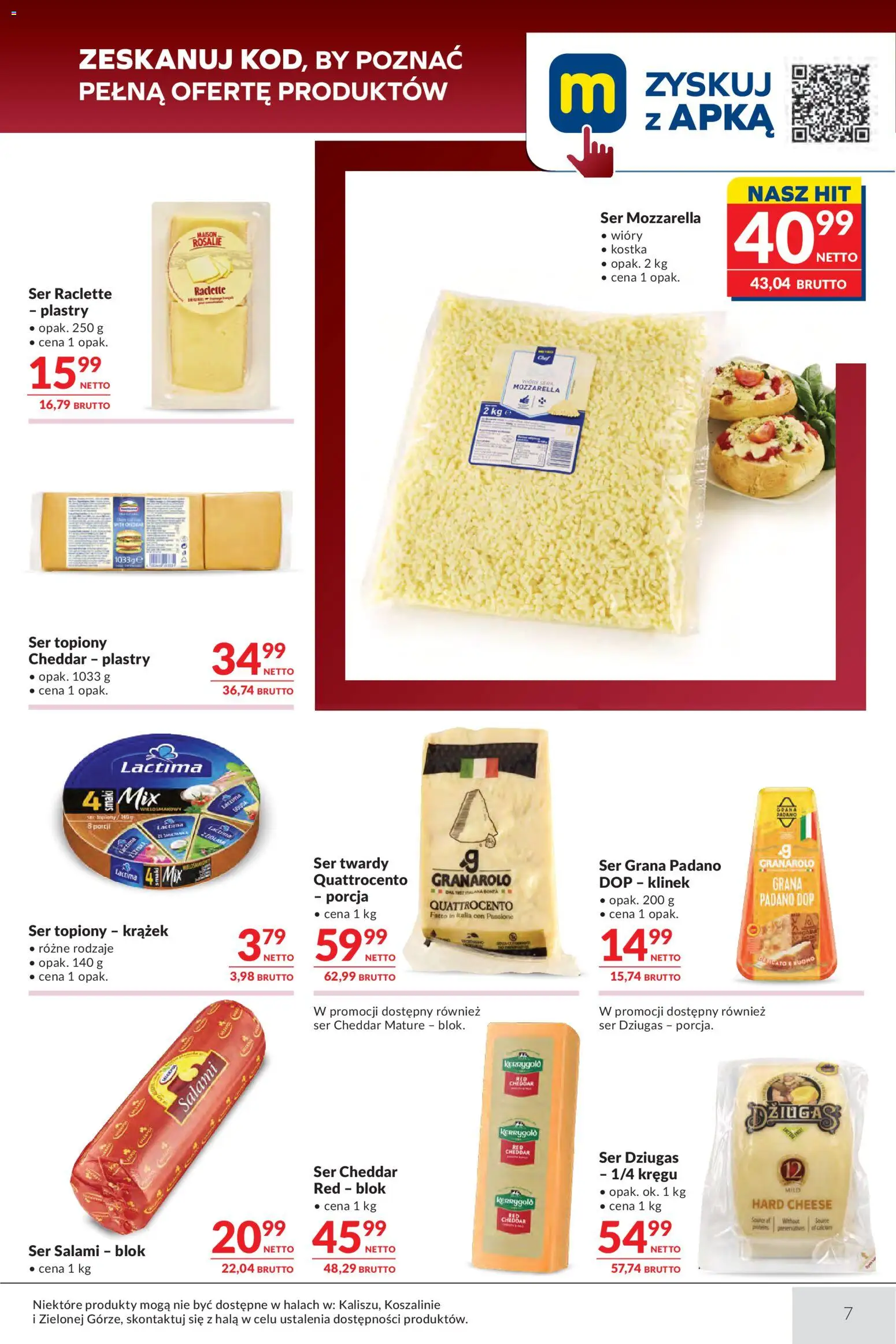 Makro - Oferta dla gastronomii od 20.01.2026 | Strona: 7 | Produkty: Ser topiony, Grana padano, Salami, Ser cheddar