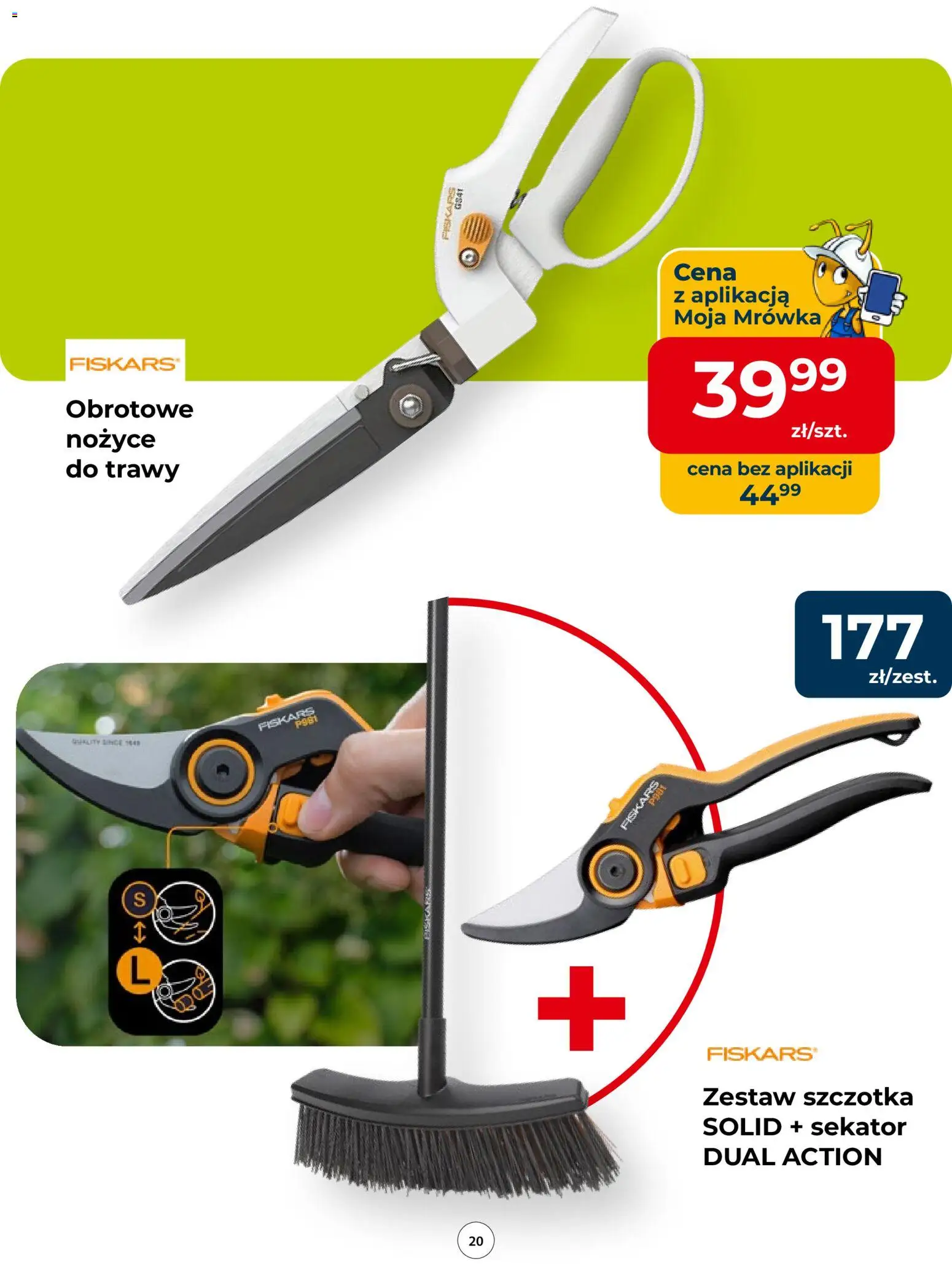 Mrówka gazetka od 23.04.2026 | Strona: 20 | Produkty: Trawy, Sekator, Szczotka