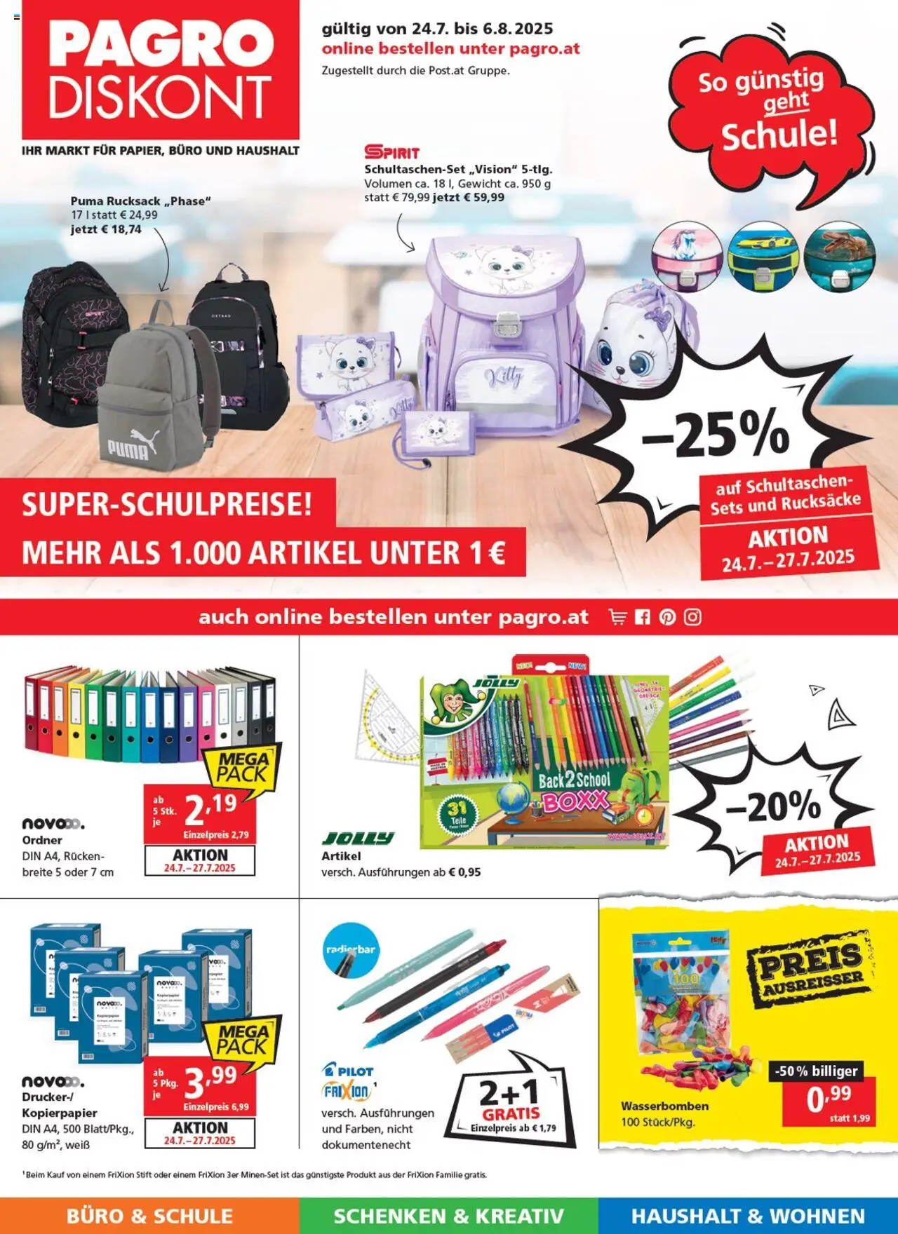 Pagro-Diskont Flugblatt gültig ab 24.07.2025 | Seite: 1 | Produkte: Rucksack, Gewicht