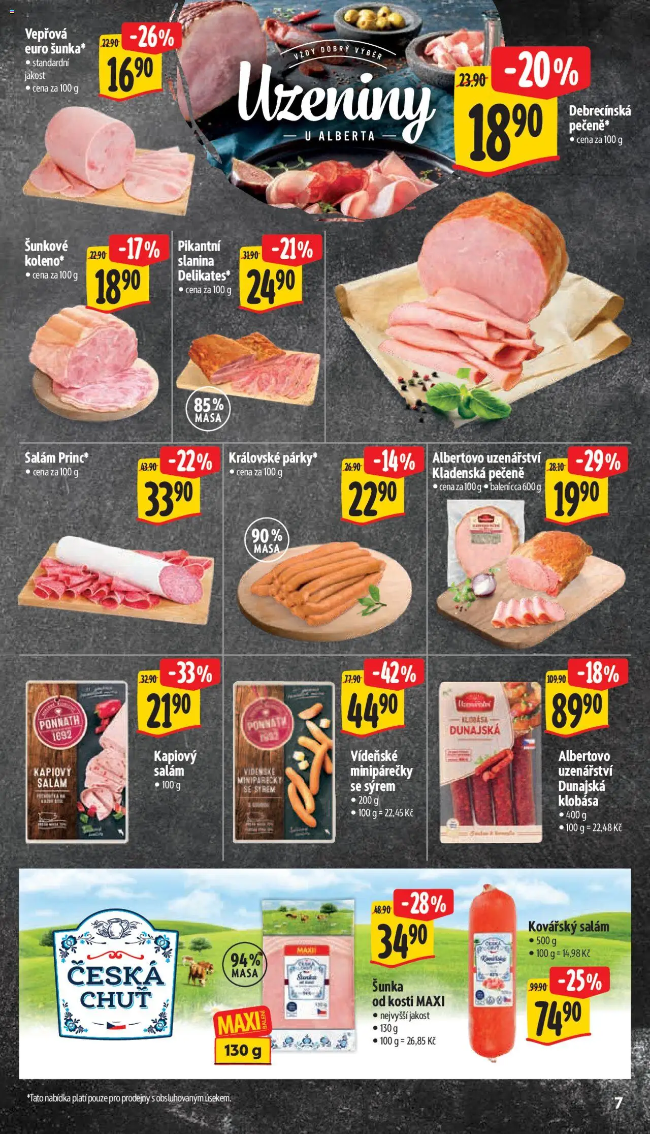 Albert leták - Supermarket od 10.09.2025 | Strana: 12 | Produkty: Salám, Šunka, Klobása, Slanina