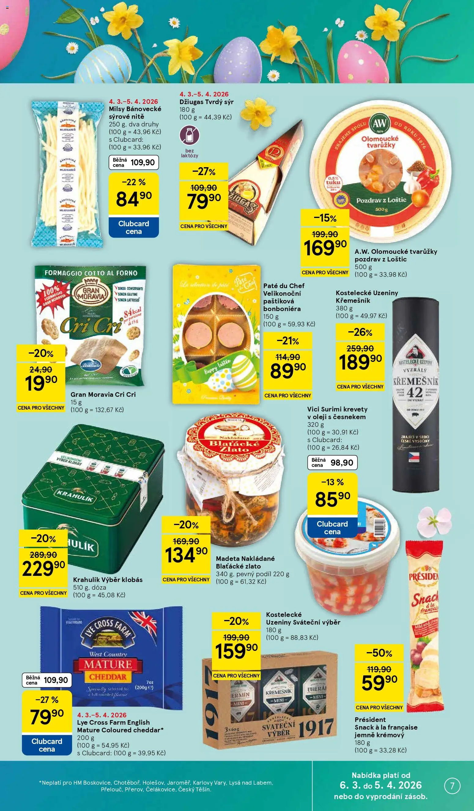 Tesco leták - Hypermarket od 11.03.2026 | Strana: 7 | Produkty: Dóza, Olomoucké tvarůžky, Cheddar, Cotto