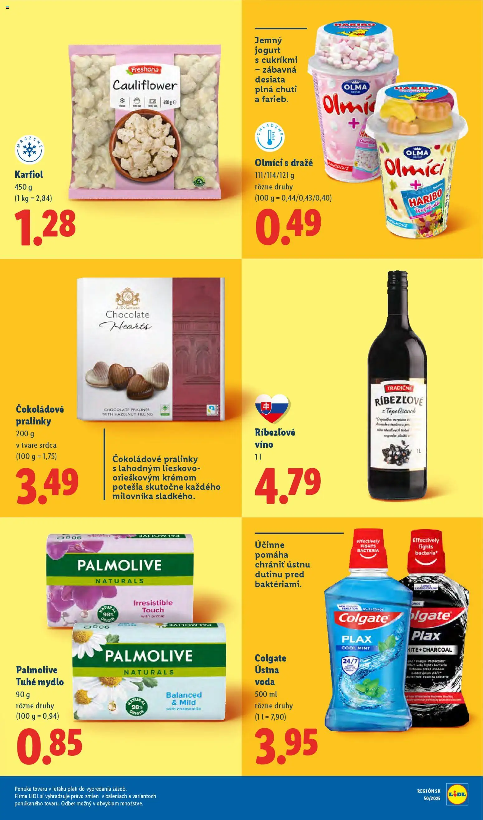 Nové Lidl akcie – leták je platný od 11.12.2025 | Strana: 73 | Produkty: Karfiol, Ríbezľové víno, Mydlo, Voda