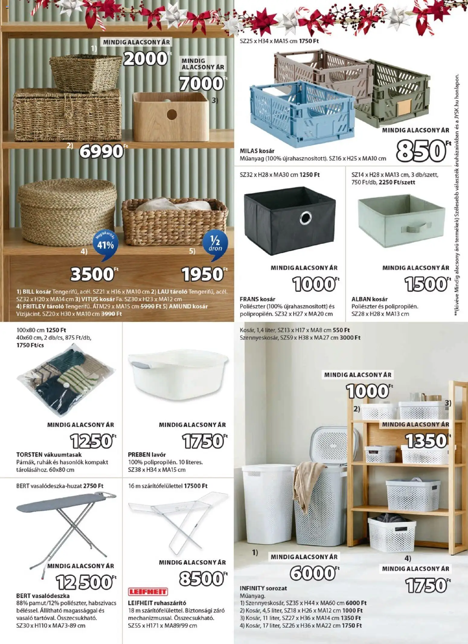 JYSK akciós ujság - amely érvényes a következő dátumtól: 10.12.2025 | Oldal: 3 | Termékek: Vasaló, Kosár, Lavór, Ruhaszárító