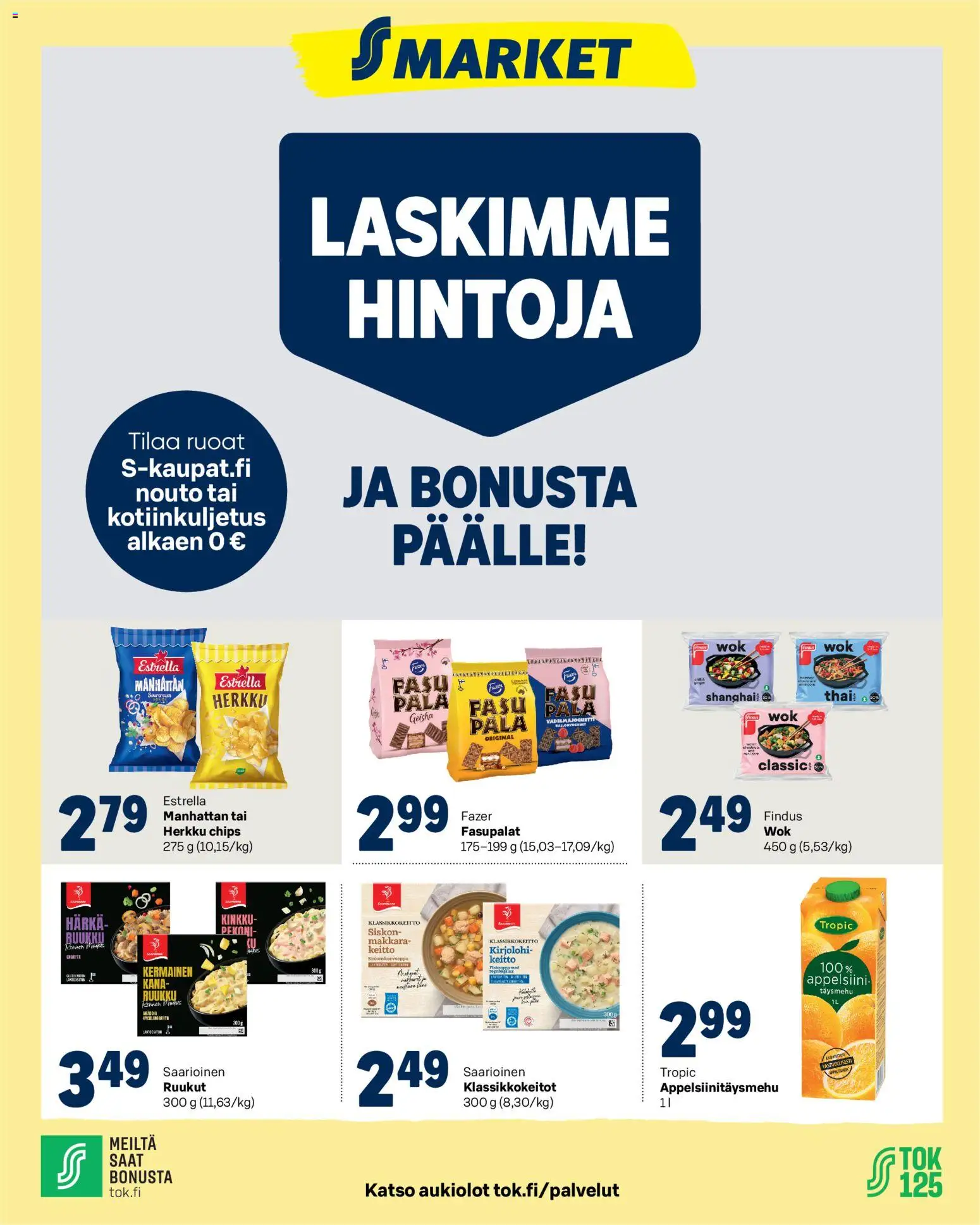 S-market tarjoukset – voimassa 10.02.2026 alkaen | Sivu: 1 | Tuotteet: Makkara, Kana, Keitto, Kinkku