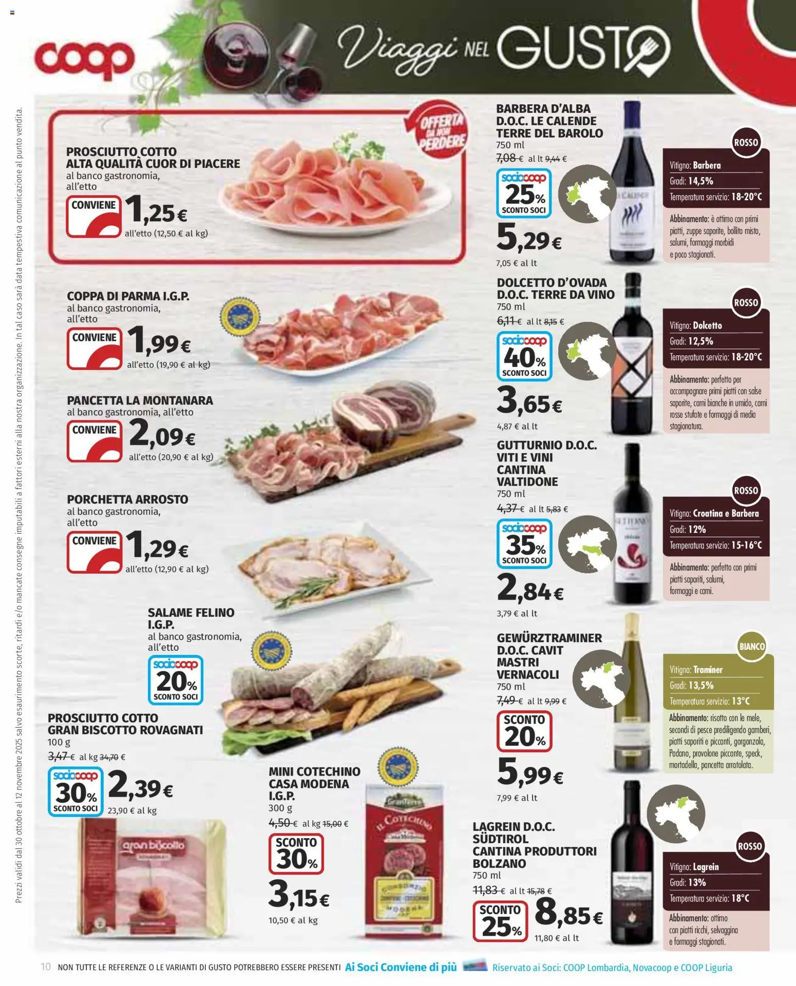 Volantino COOP del 30.10.2025 | Pagina: 10 | Prodotti: Arrosto, Provolone, Prosciutto Cotto, Data