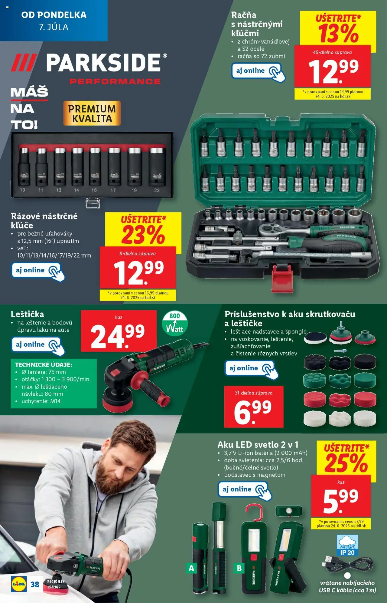 Lidl leták │ platný od 07.07.2025 | Strana: 42 | Produkty: Svetlo, Aku, Parkside