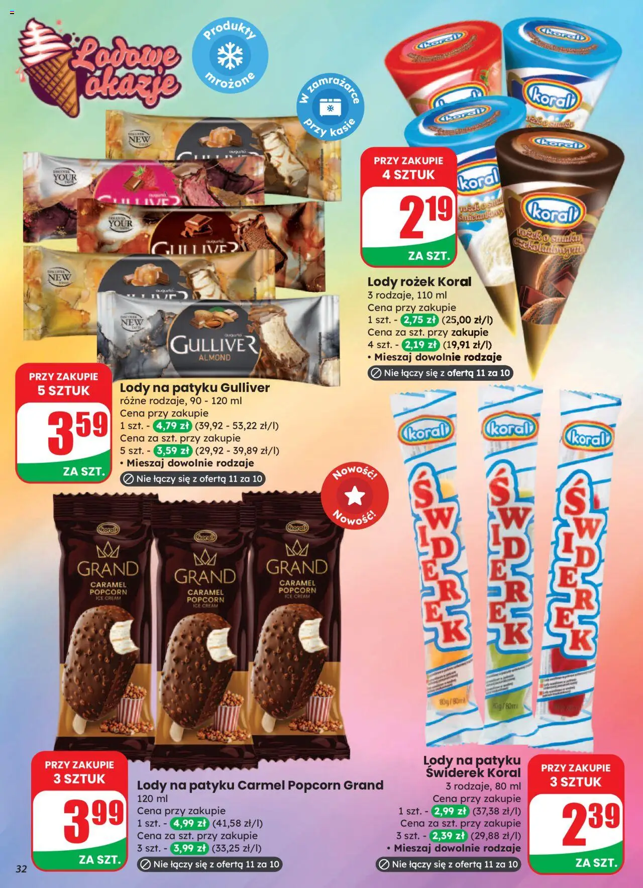 Dino Gazetka od 06.08.2025 | Strona: 32 | Produkty: Lody na patyku, Popcorn, Lody