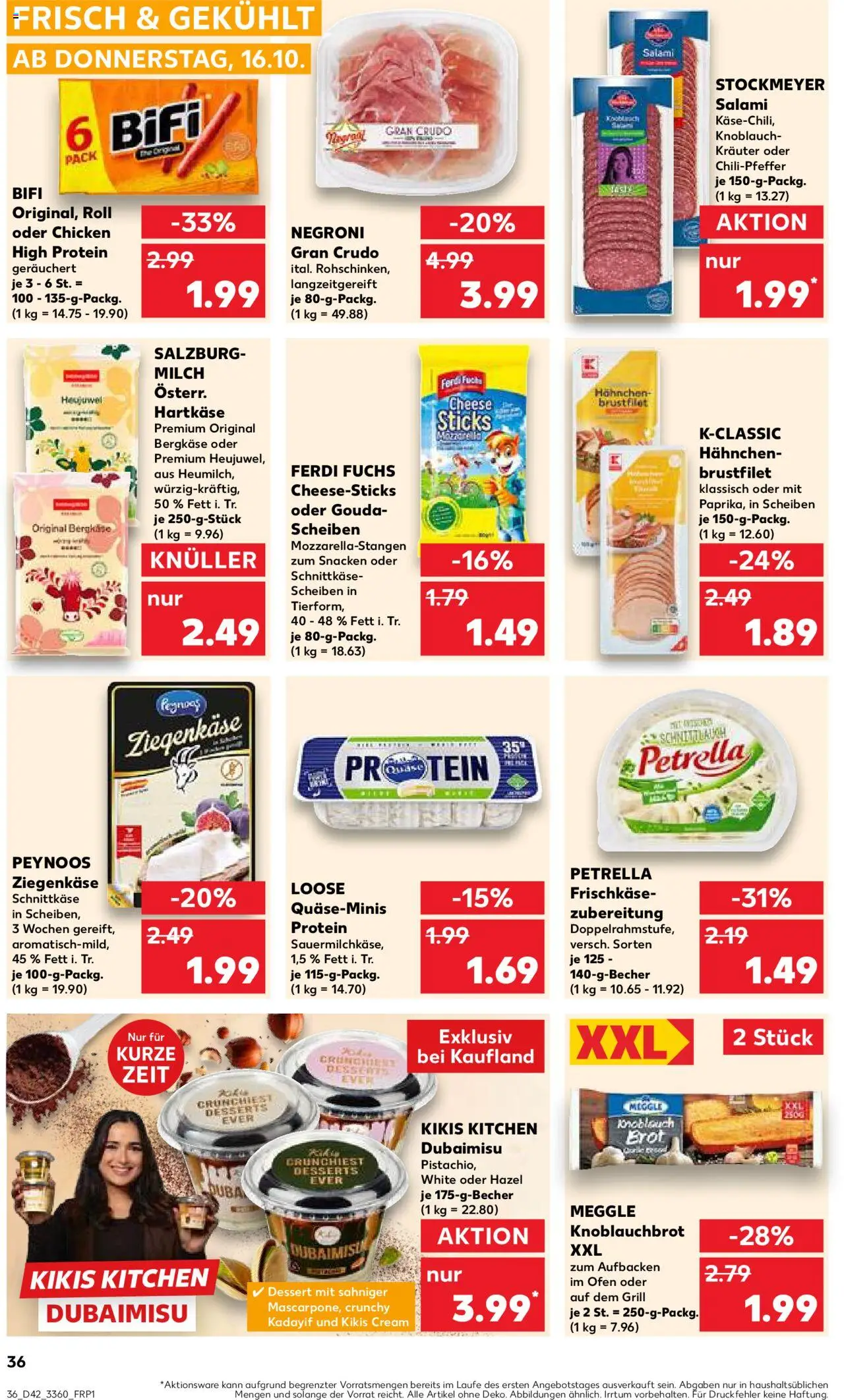 Kaufland Prospekt 	 – gültig ab 16.10.2025 | Seite: 36 | Produkte: Ziegenkäse, Bifi, Knoblauch, Brot