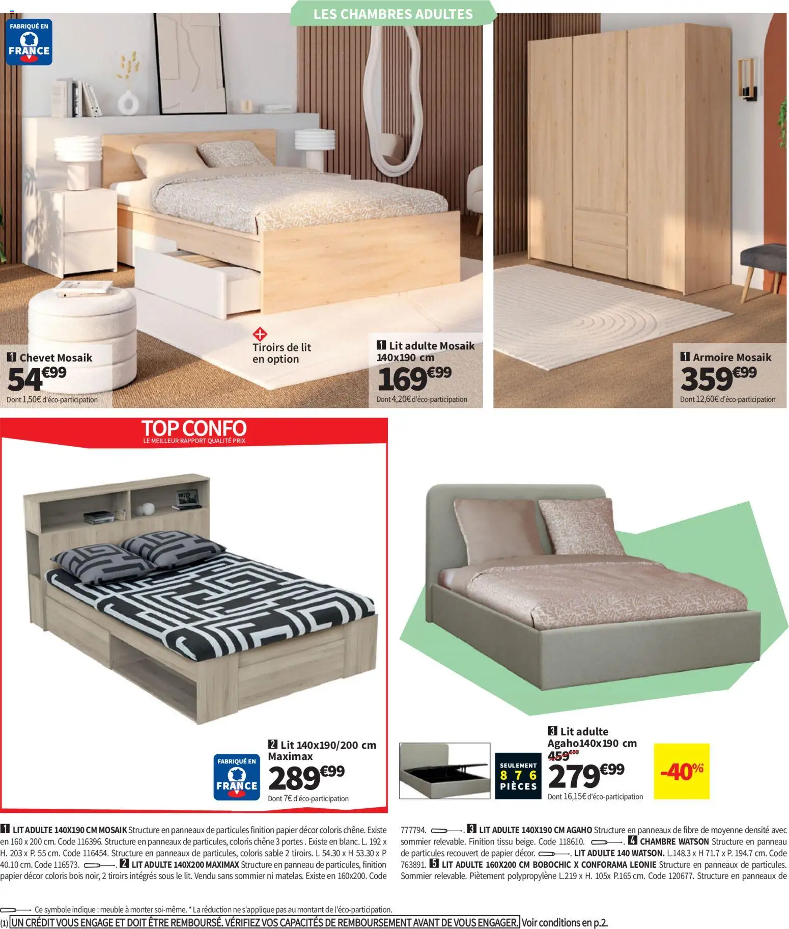 {H1} | Page: 38 | Produits: Lit, Armoire, Sommier, Tiroirs