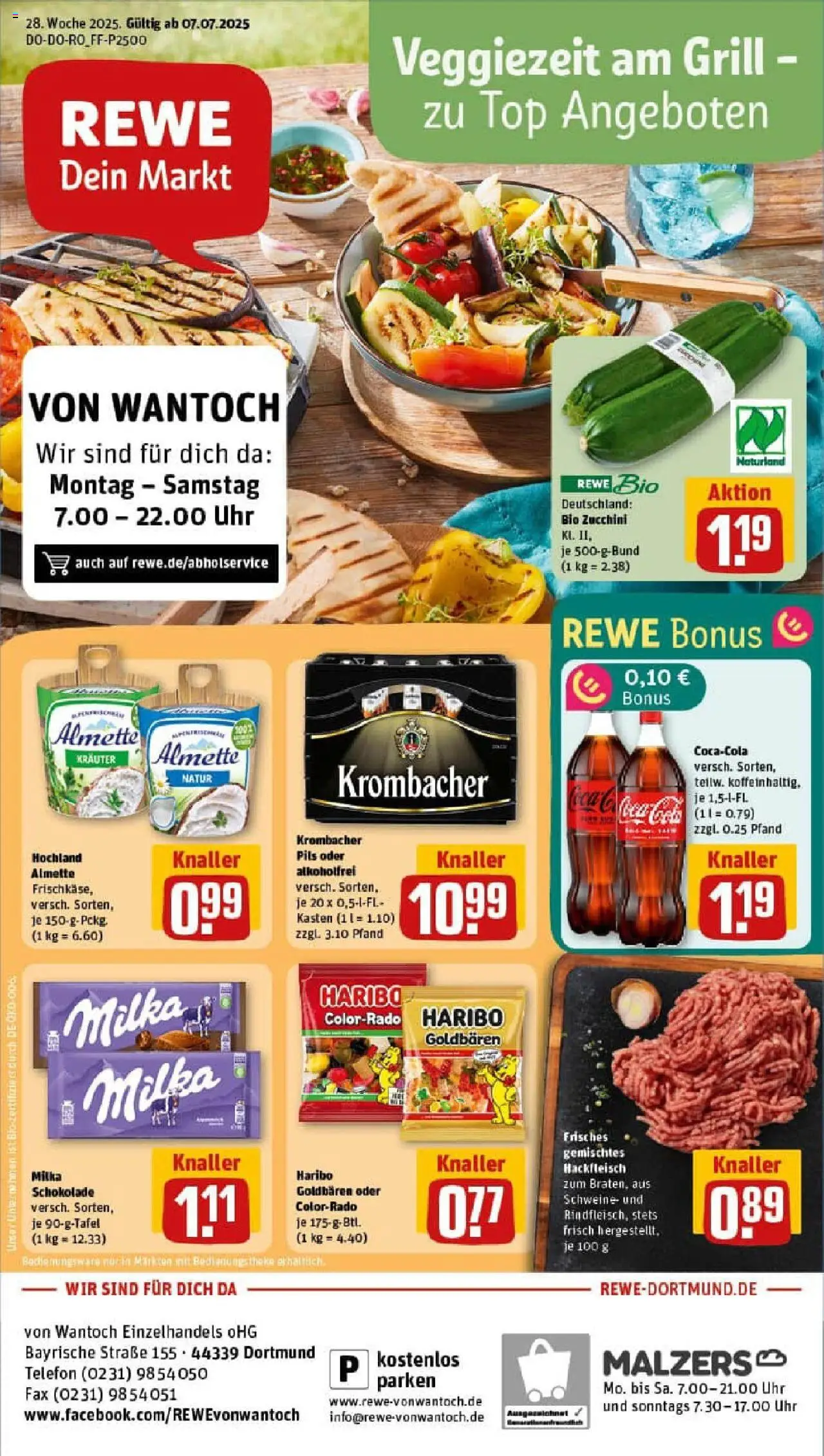 Rewe prospekt Dortmund	 - gültig ab dem 06.07.2025 | Seite: 1 | Produkte: Grill, Almette, Haribo, Theke