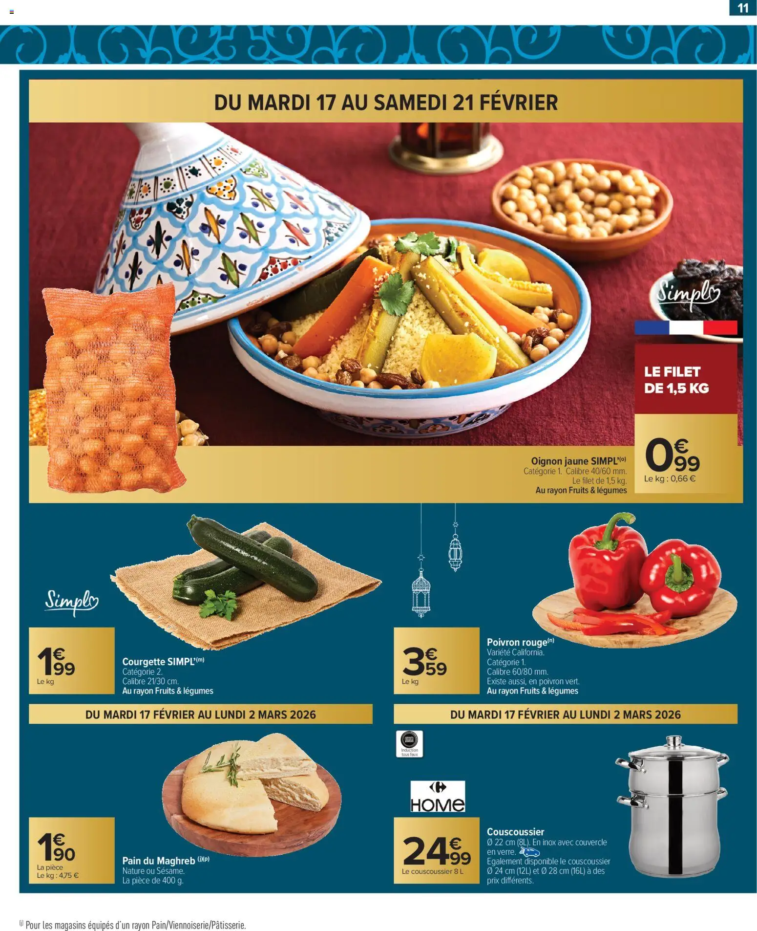 {H1} | Page: 11 | Produits: Courgette, Poivron, Oignon, Pain