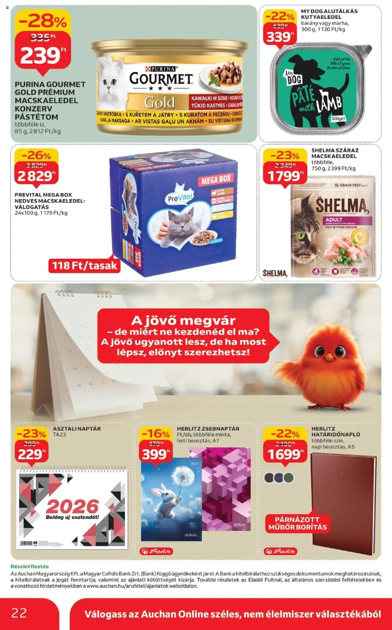Auchan akciós ujság - amely érvényes a következő dátumtól: 18.09.2025 | Oldal: 22 | Termékek: Macskaeledel, Kutyaeledel, Pástétom
