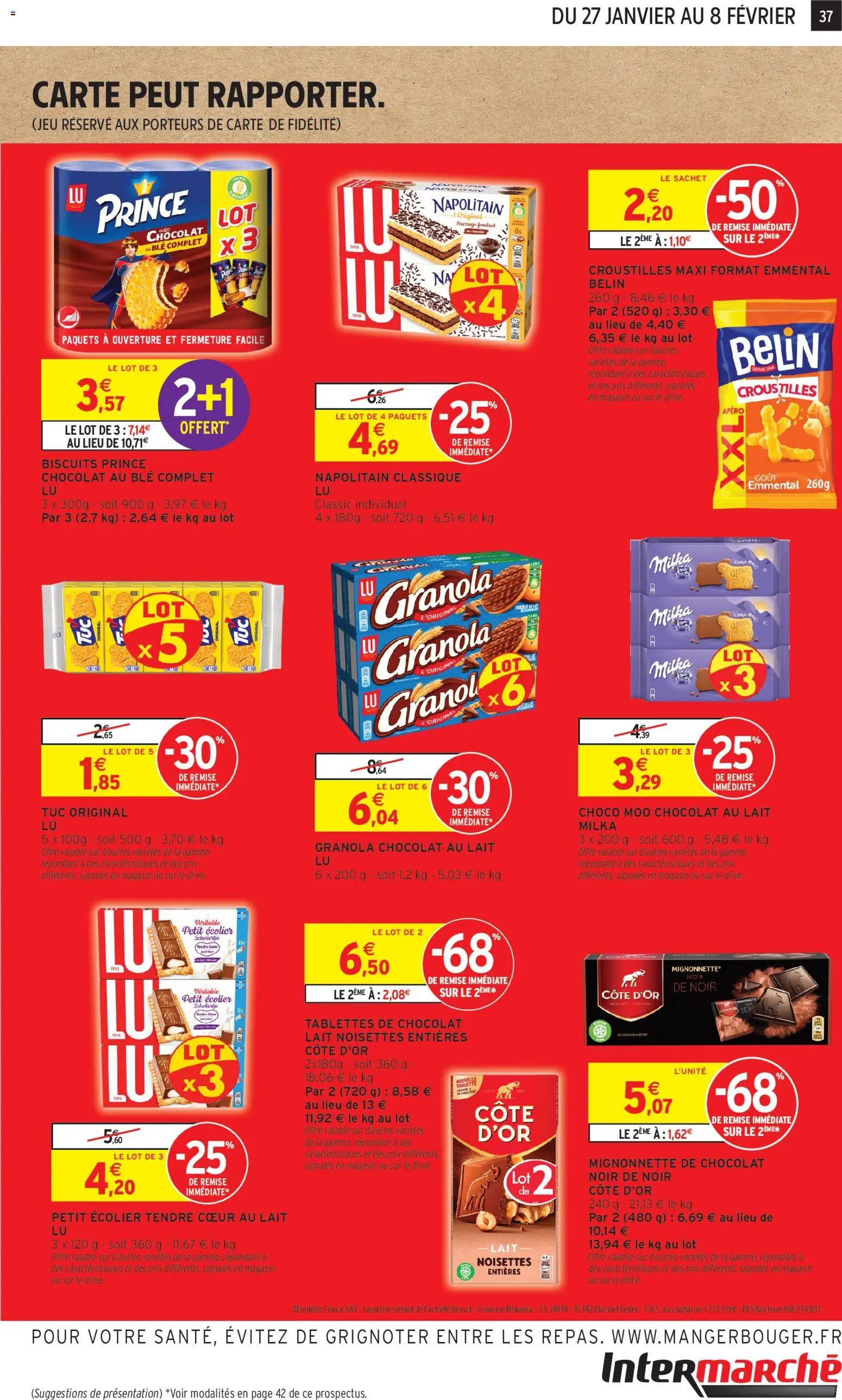 {H1} | Page: 37 | Produits: Emmental, Chocolat, Biscuits, Granola