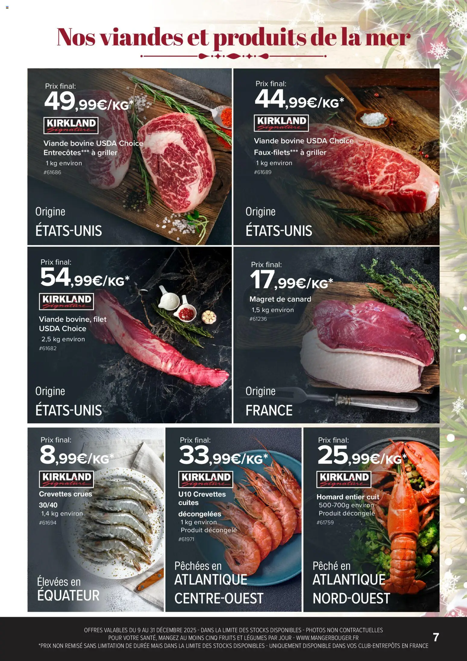 {H1} | Page: 7 | Produits: Magret de canard, Mais, Crevettes crues, Homard