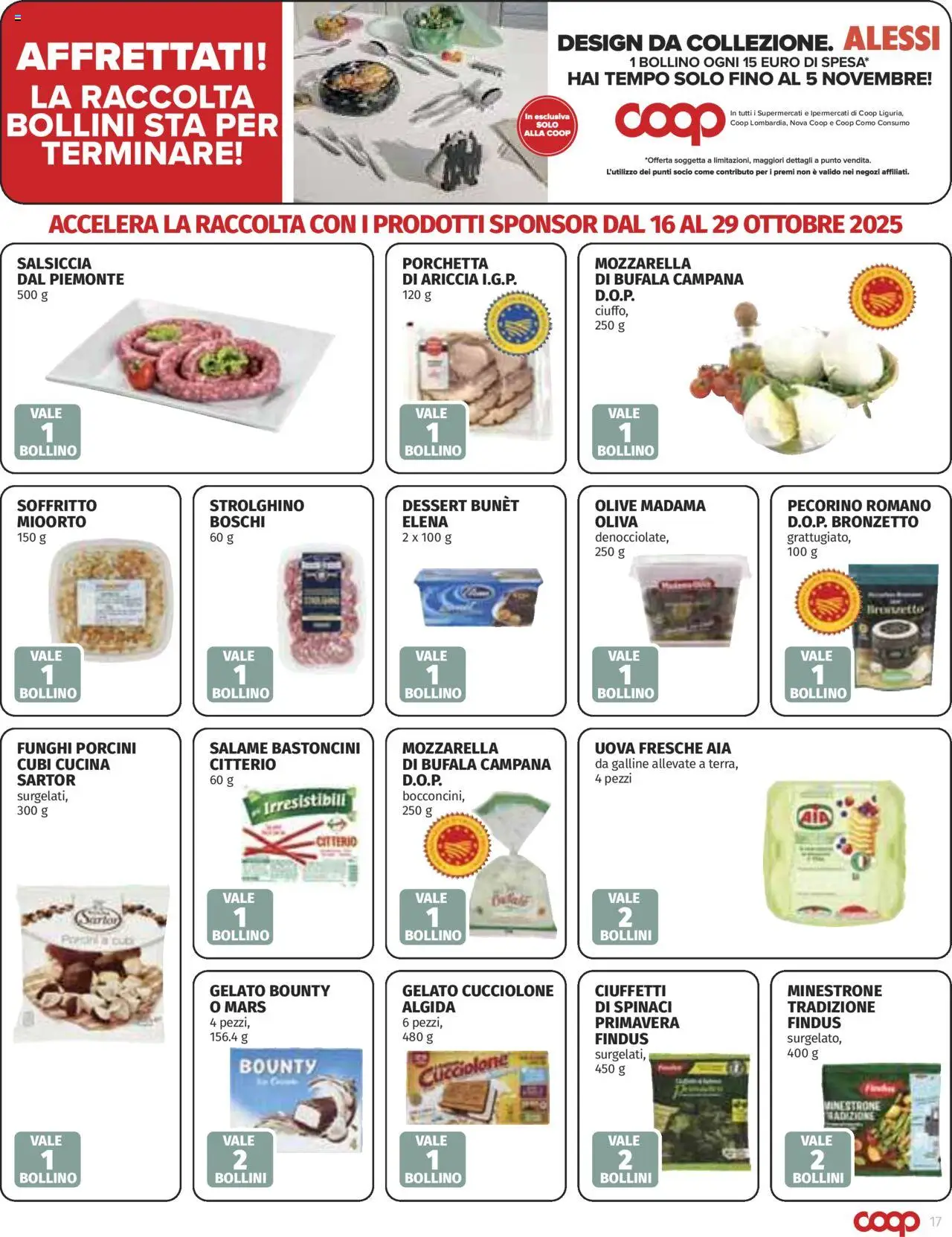 Volantino COOP del 16.10.2025 | Pagina: 17 | Prodotti: Minestrone, Porchetta, Salame, Gelato