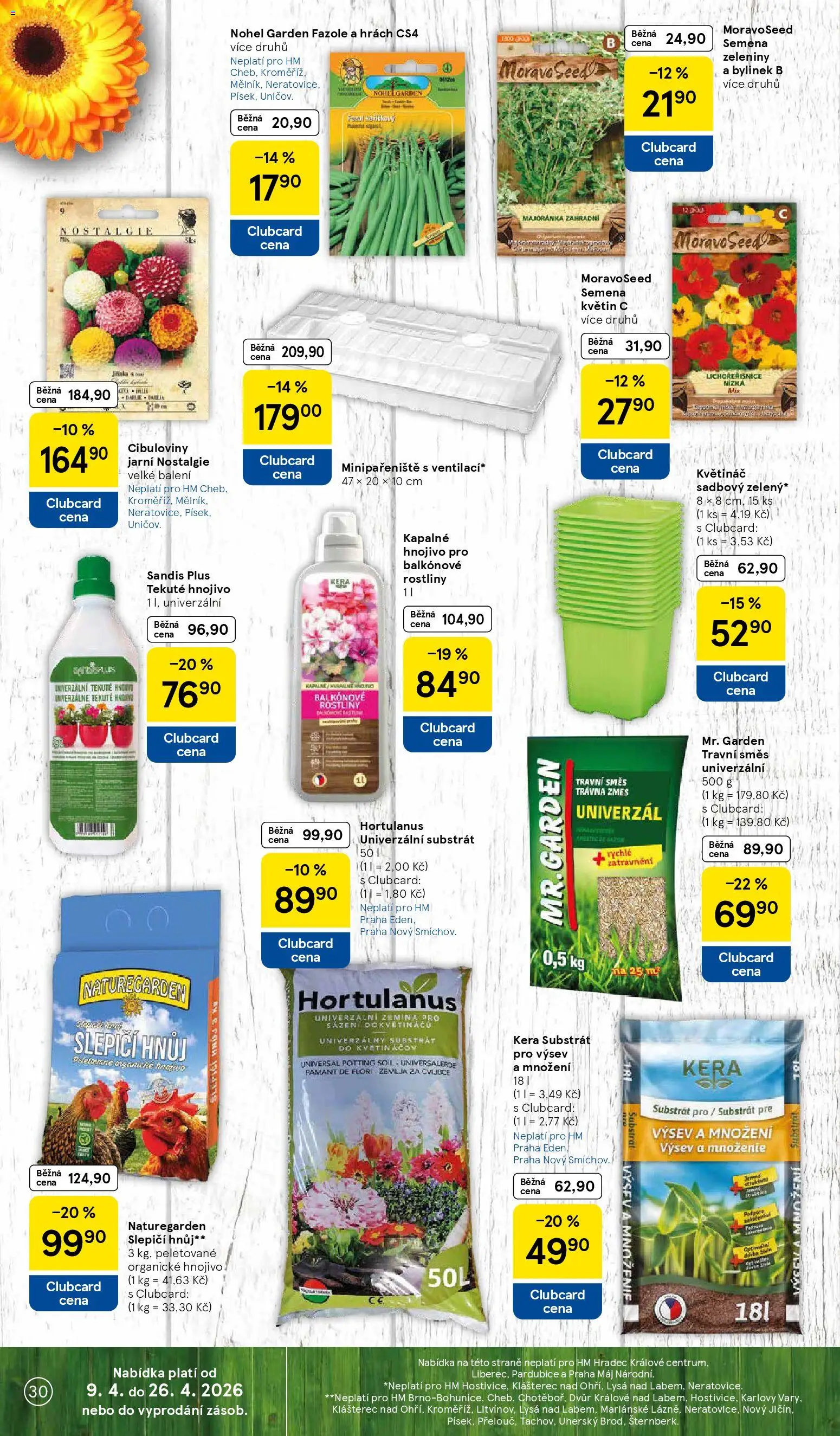 Tesco leták - Hypermarket od 07.04.2026 | Strana: 30 | Produkty: Minipařeniště, Fazole, Hnojivo, Květináč