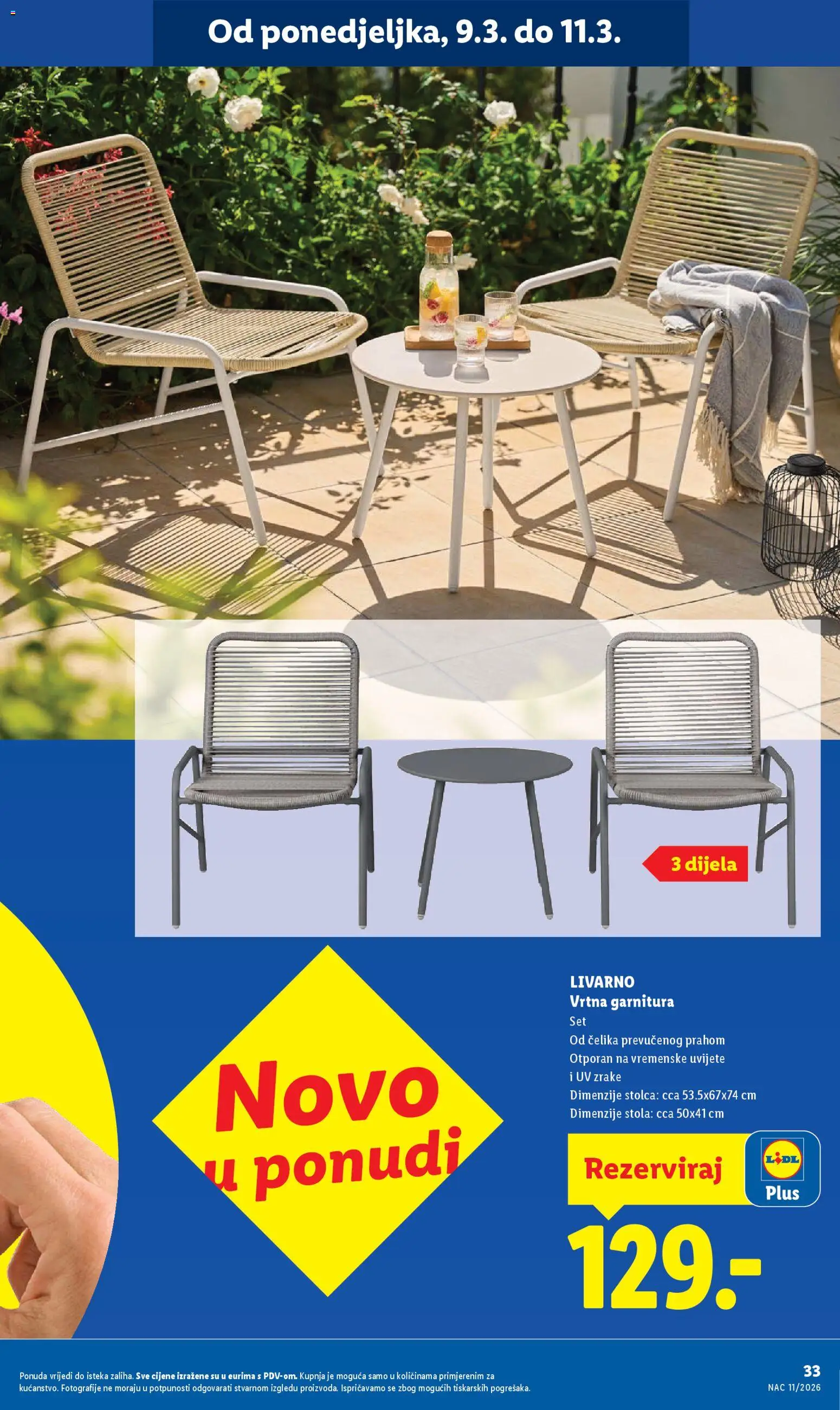 Lidl katalog | vrijedi od 09.03.2026 | Stranica: 33 | Proizvodi: Vrtna garnitura