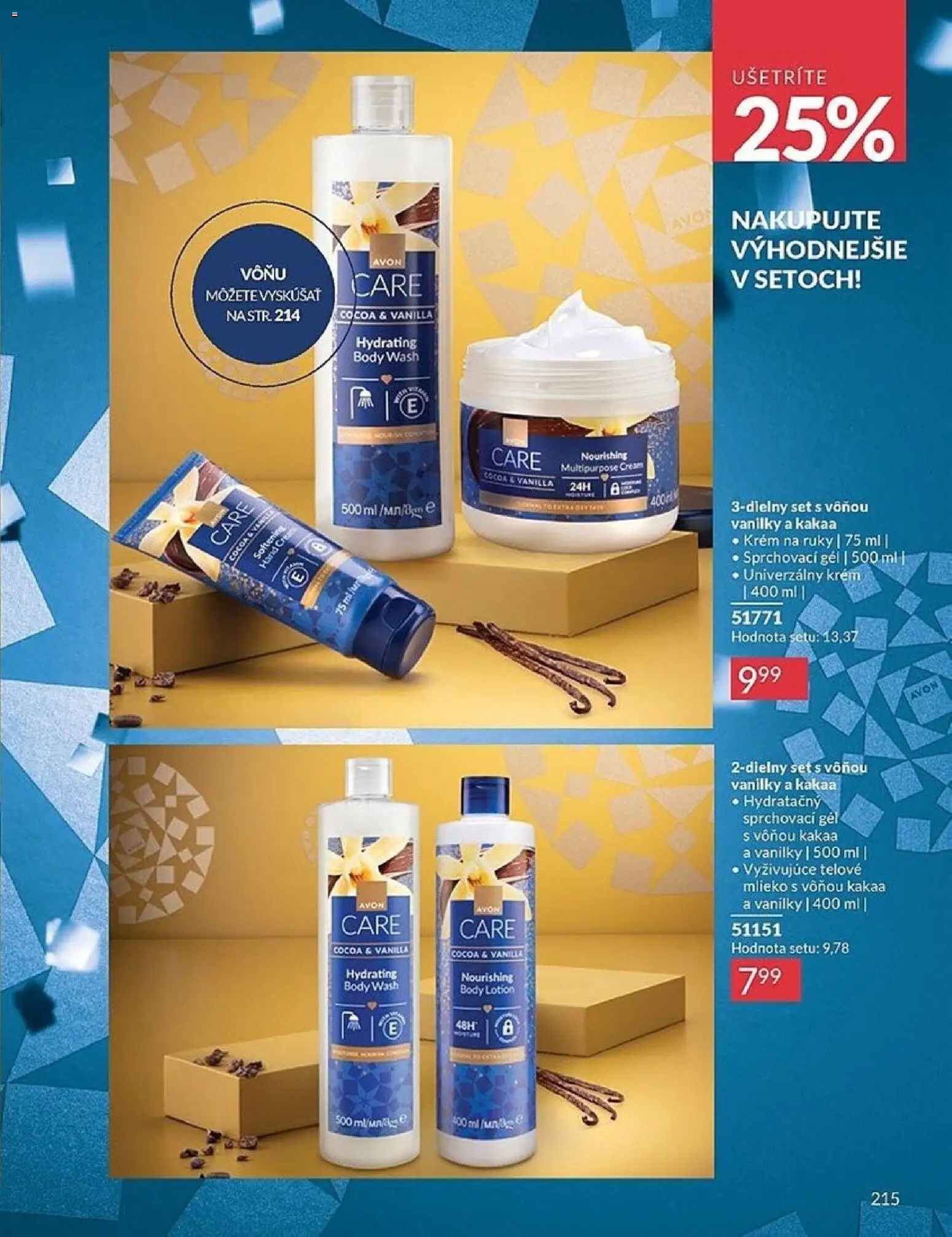 Nové Avon akcie – leták je platný od 01.12.2025 | Strana: 215 | Produkty: Mlieko, Telové mlieko, Krém na ruky, Krém