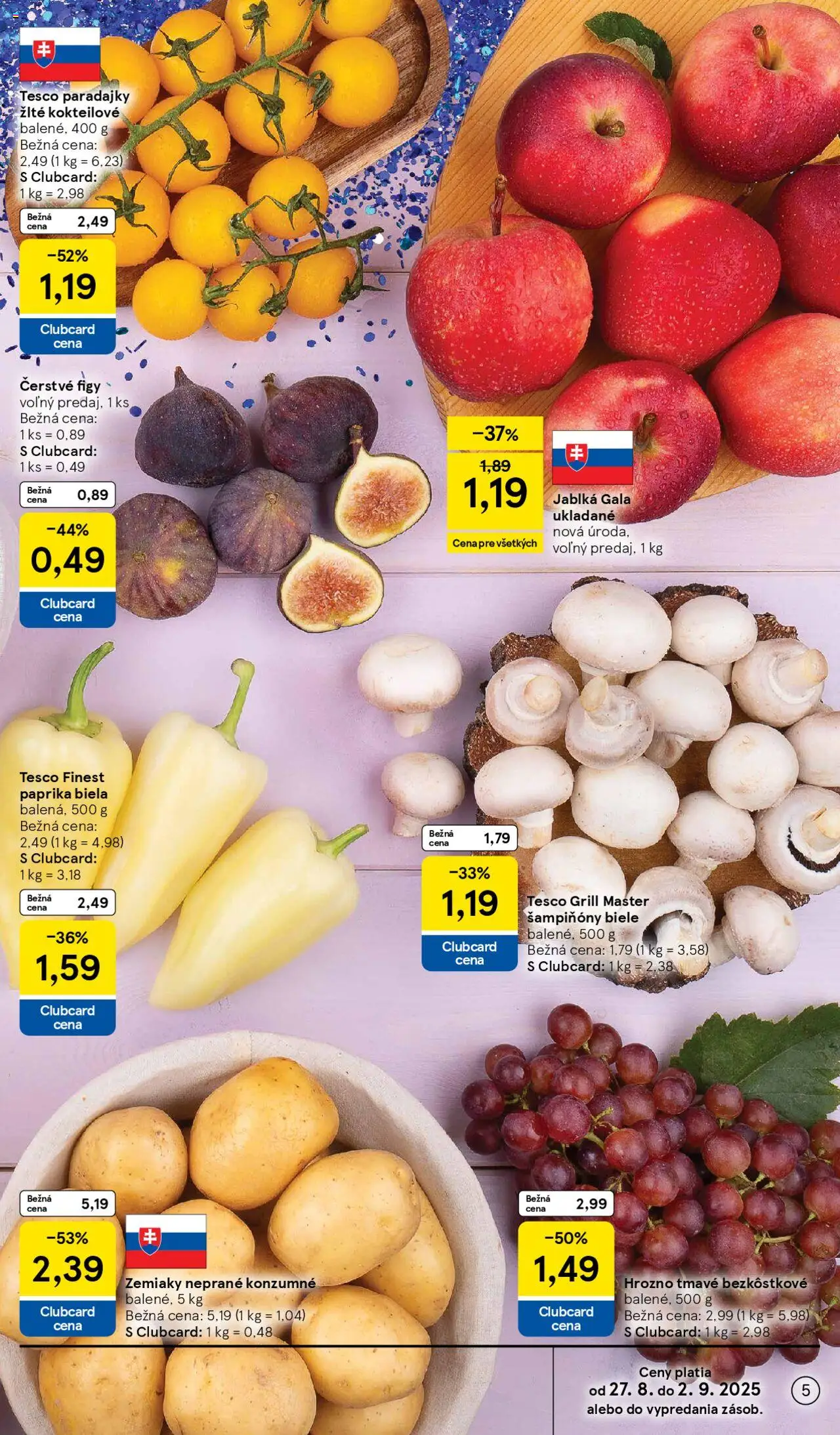 Tesco Hypermarket - leták │ platný od 27.08.2025 | Strana: 5 | Produkty: Paprika, Jablká, Paradajky, Zemiaky