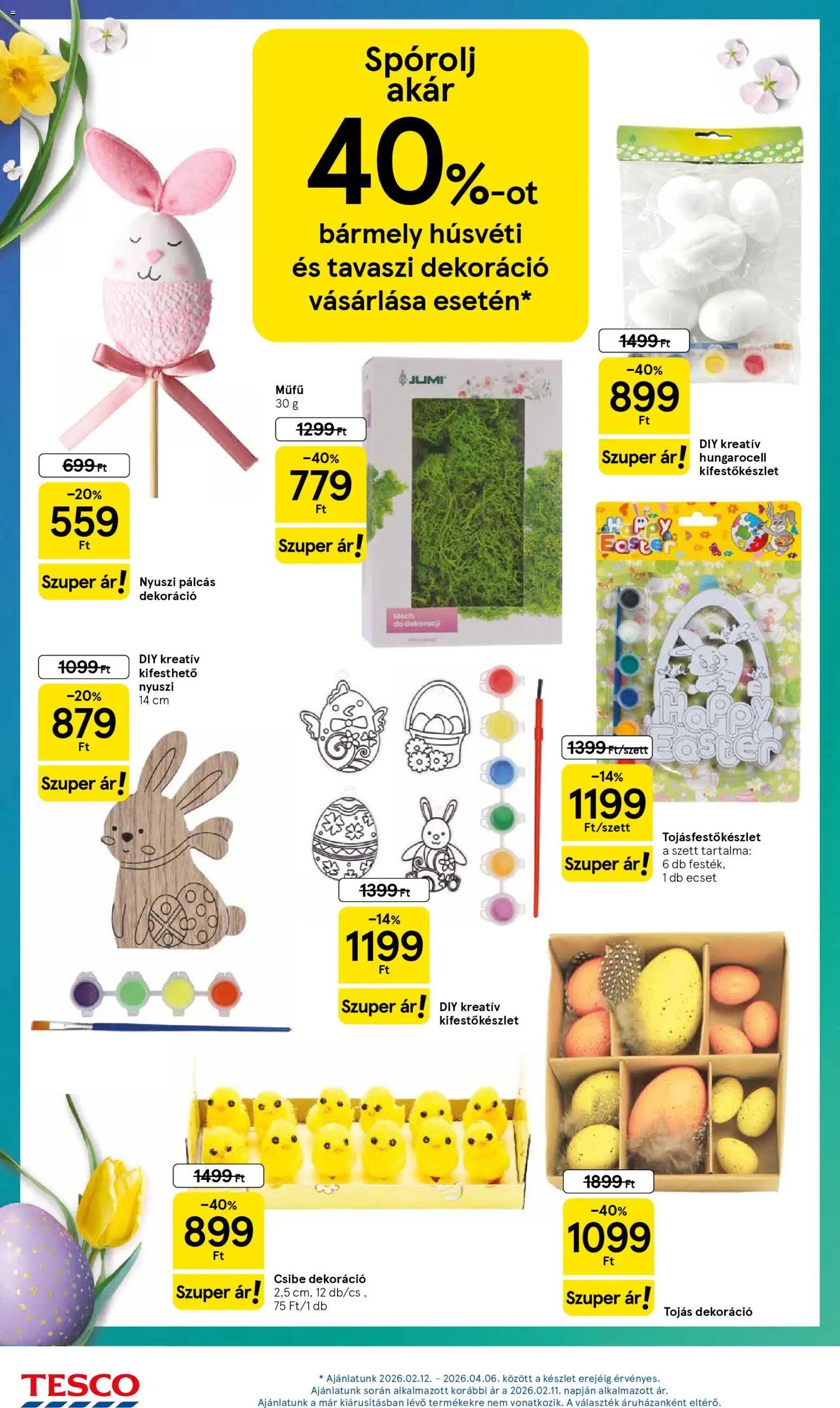 Tesco akciós ujság - amely érvényes a következő dátumtól: 26.03.2026 | Oldal: 32 | Termékek: Műfű, Ecset, Tojás, Dekoráció