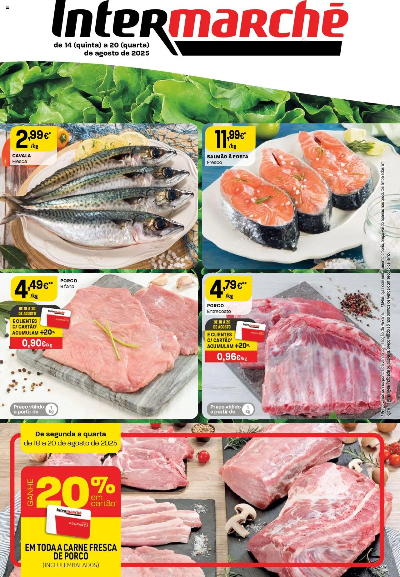 Intermarché folheto │ válido de 14.08.2025 | Página: 1 | Produtos: Salmão, Carne