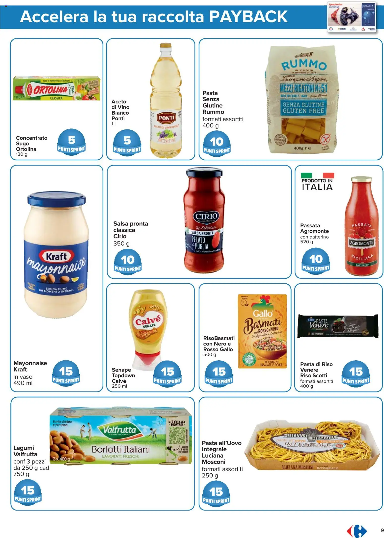 Volantino Carrefour del 24.03.2026 | Pagina: 9 | Prodotti: Tagliatelle, Pasta, Aceto, Sugo