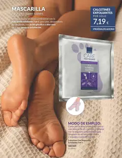 Vista previa Calcetines Con Mascarilla Exfoliante 3 en 1, Corta por la línea punteada, coloca una mascarilla en cada pie y séllalas con la pegatina para evitar fugas. Después de 60 minutos, retira y enjuaga cualquier exceso. válido desde el 01.04.2026 | Página: 147 | Productos: Γαύρος