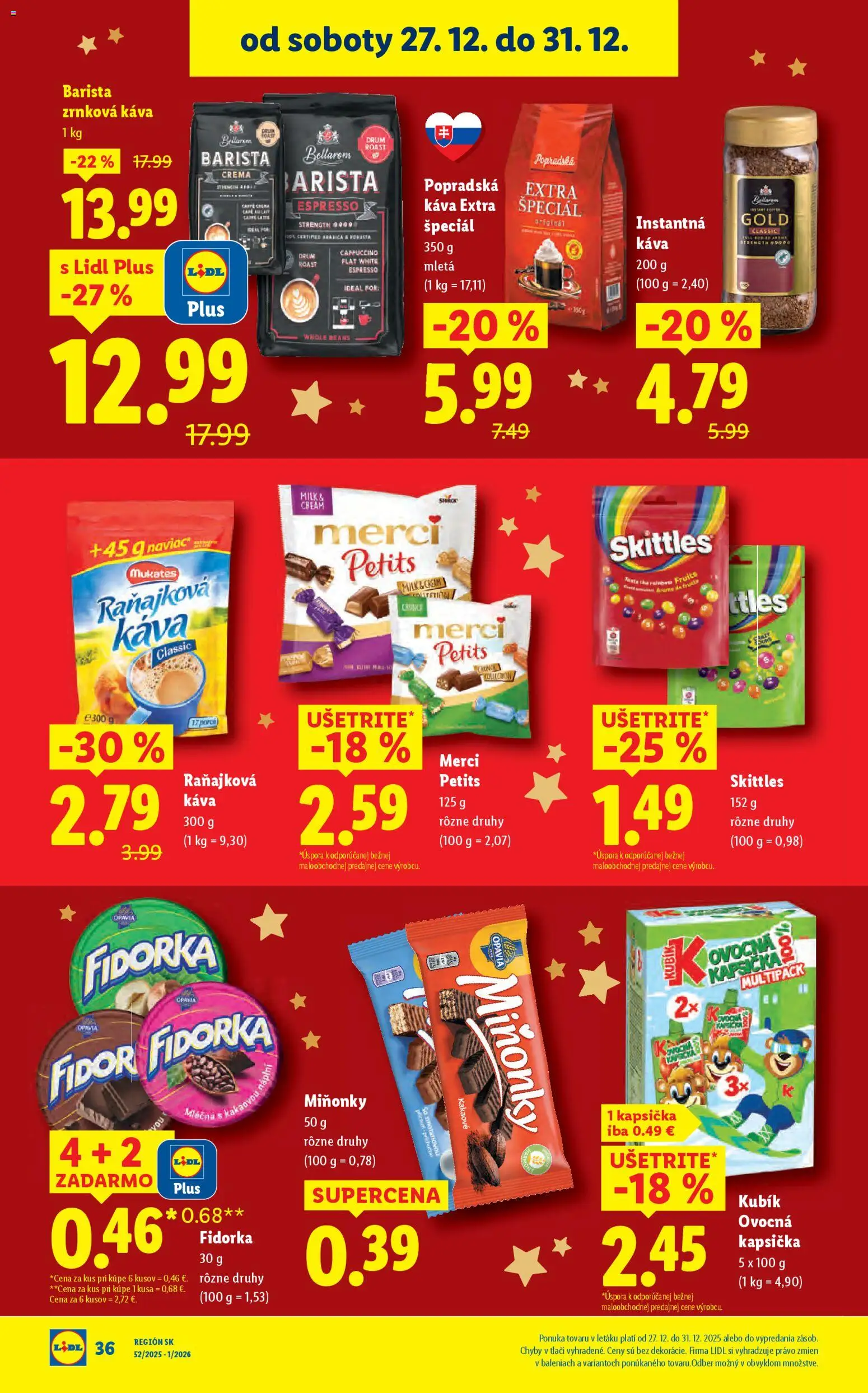 Nové Lidl akcie – leták je platný od 27.12.2025 | Strana: 42 | Produkty: Káva, Merci, Torta, Zrnková káva