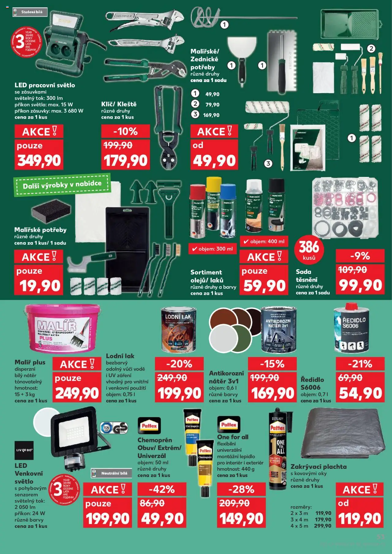 Kaufland leták - Plzeň od 17.09.2025 | Strana: 53 | Produkty: Parkside, LED pracovní světlo, Barvy, LED