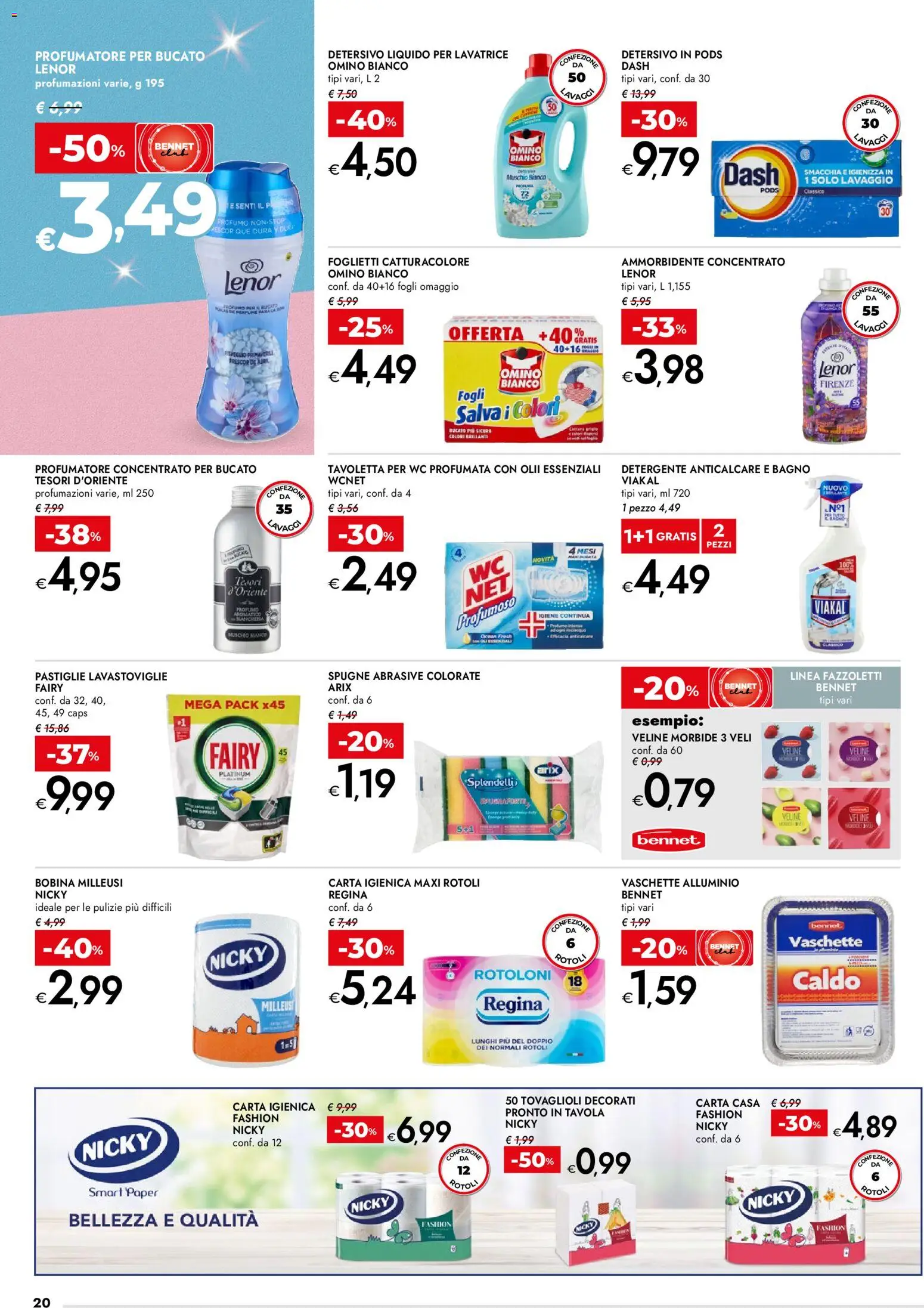 Volantino bennet del 11.12.2025 | Pagina: 20 | Prodotti: Veline, Detergente, Alluminio, Vaschette