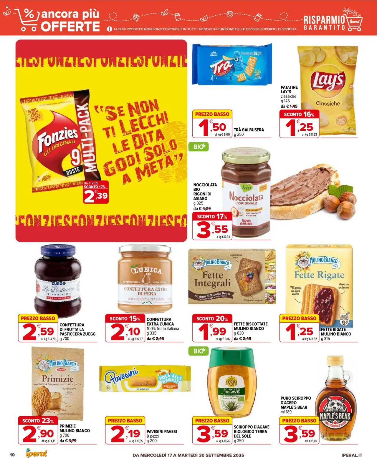 Volantino Iperal del 17.09.2025 | Pagina: 10 | Prodotti: Frutta, Farina, Nocciole, Pera