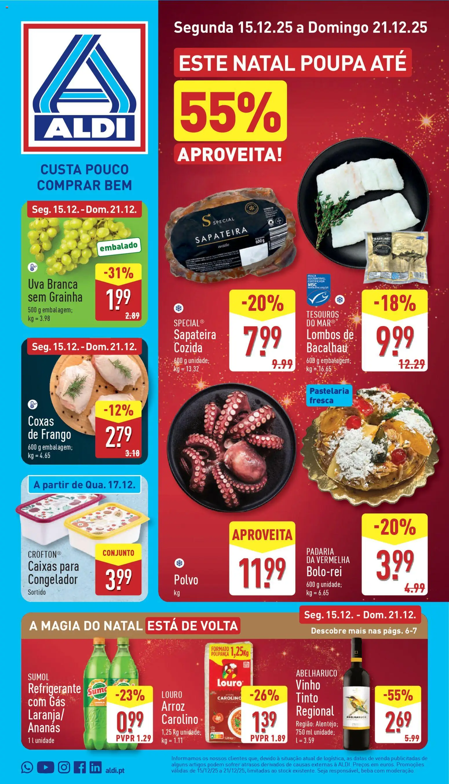 Aldi folheto │ válido de 15.12.2025 | Página: 1 | Produtos: Refrigerante, Louro, Polvo, Vinho