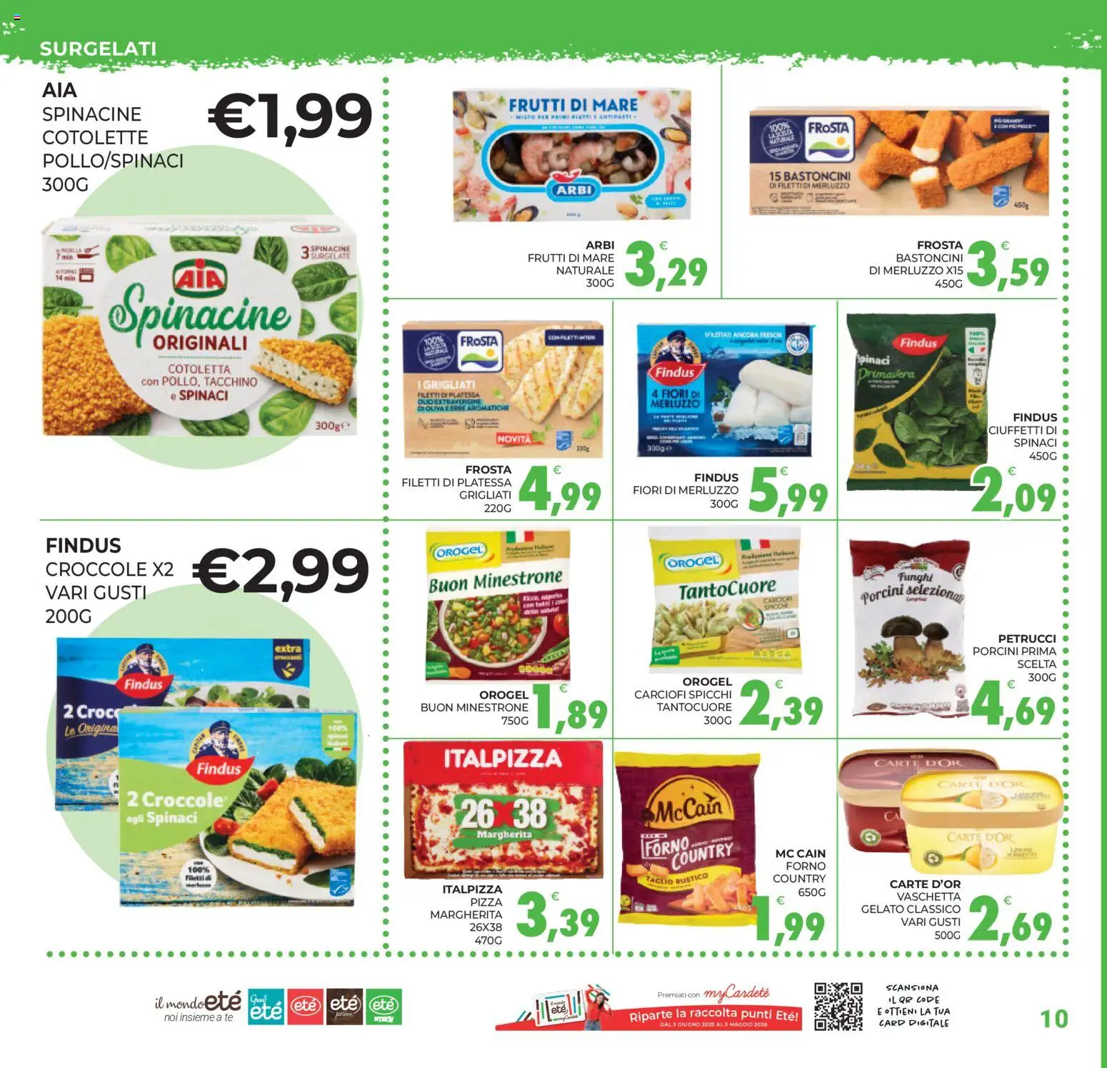 Volantino Eté del 24.03.2026 | Pagina: 10 | Prodotti: Gelato, Frutti di mare, Olio, Spinaci